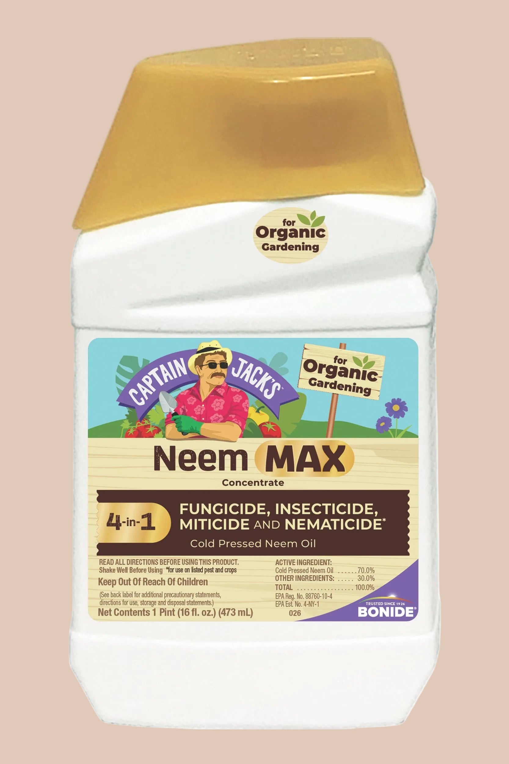 Bottle of Captain Jack's Neem Max with a white background ©Bonide