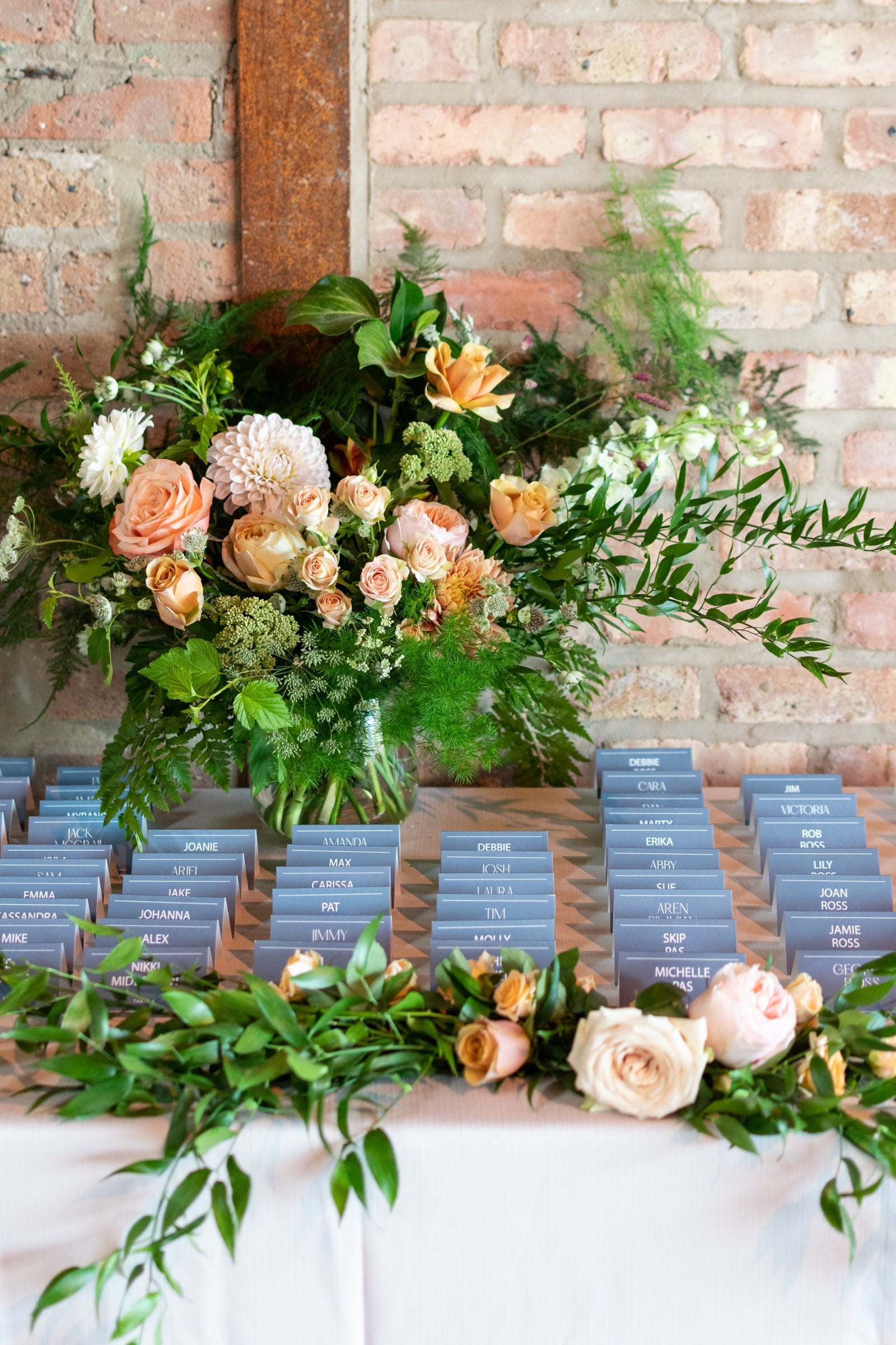 Ross wedding with floral by Sprout Home for a namecard table.