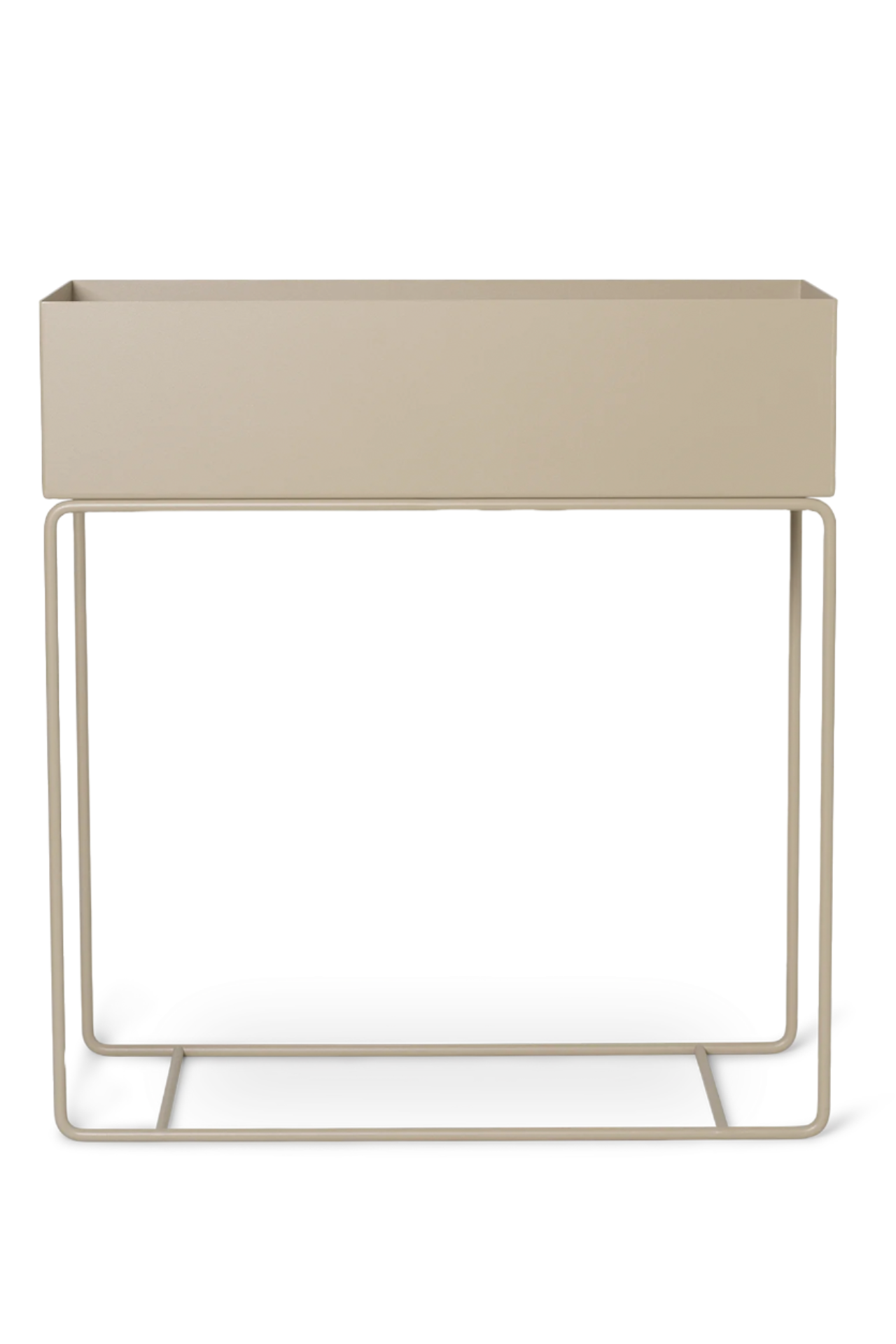 Cashmere colored Plant box with stand by Fern Living viewed from the side.