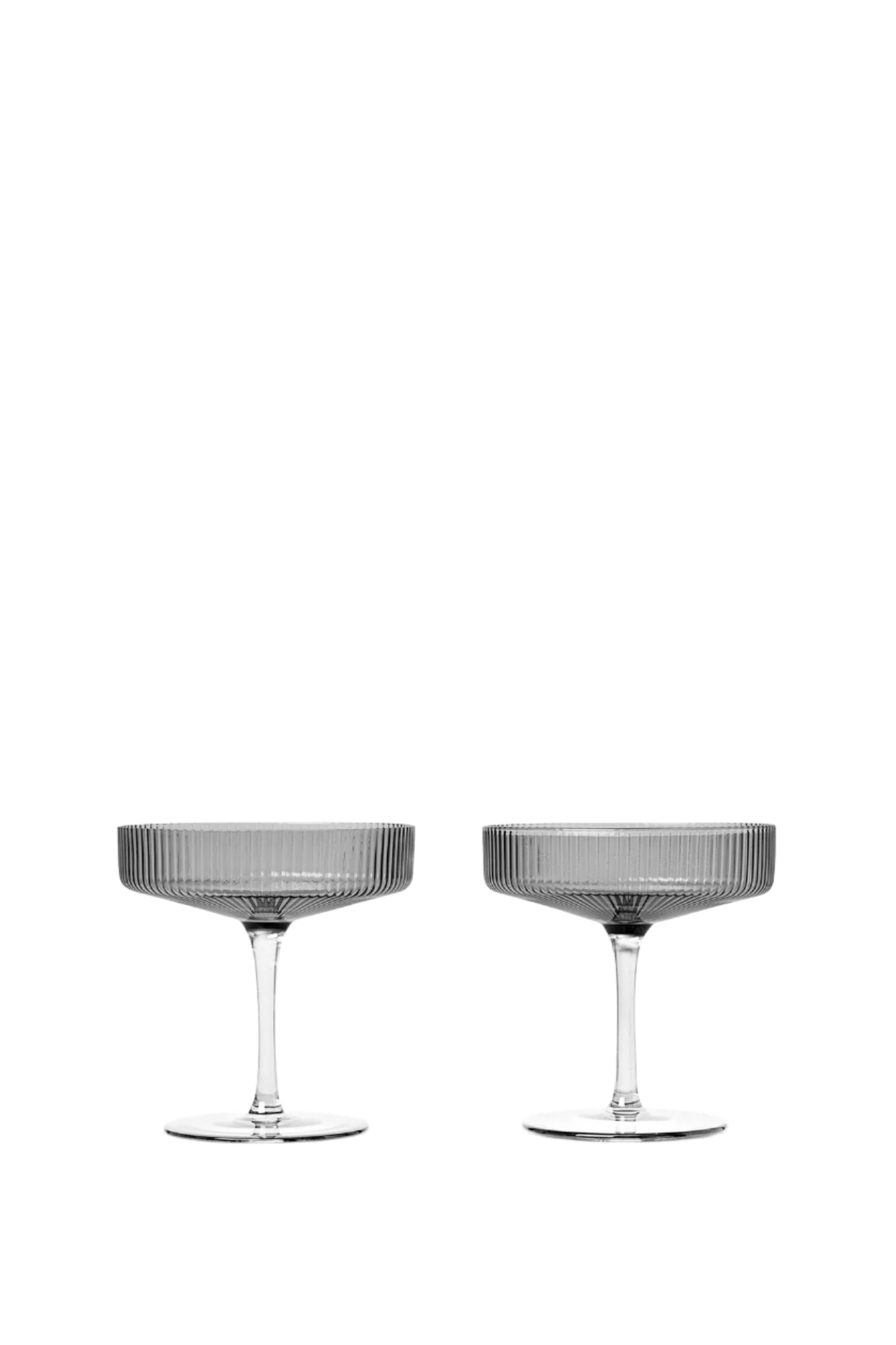 Smoked Ripple Champagne Saucers from the side