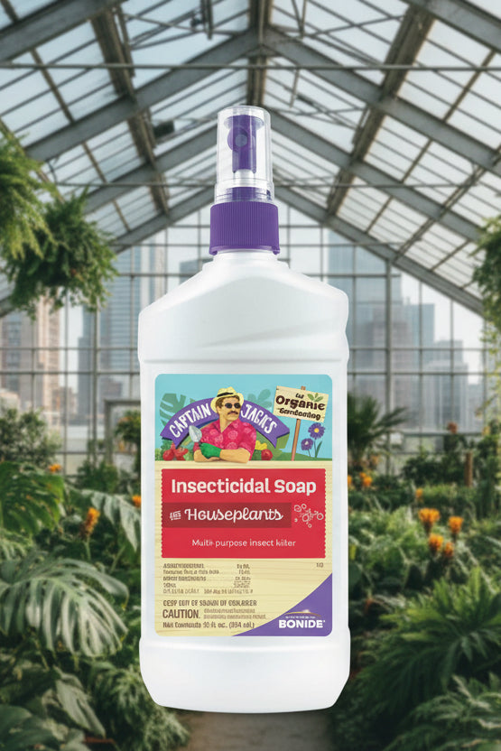 Captain Jacks Insecticidal Soap spray by Bonide shown from the front of the bottle. ©Sprout Home
