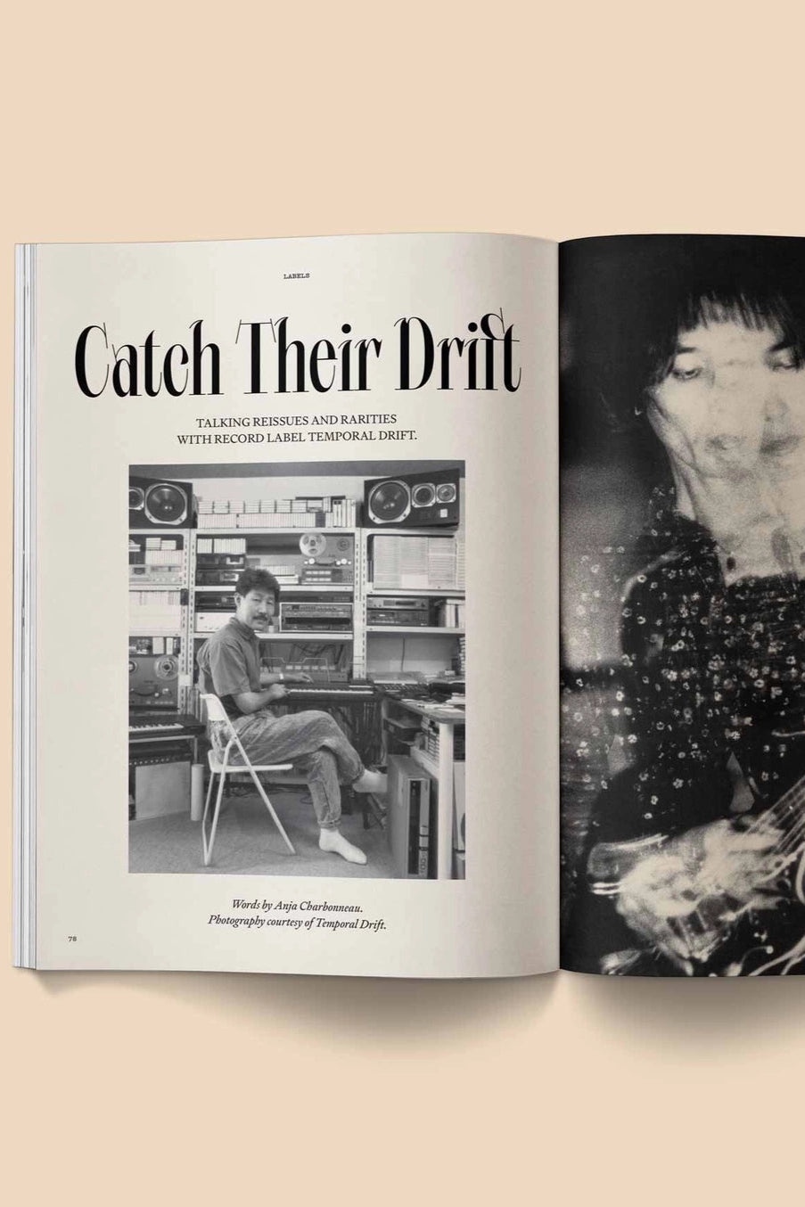 Heartbeat Magazine: Music, Sound, Emotion Open book with black and white photos on a beige background ©Broccoli