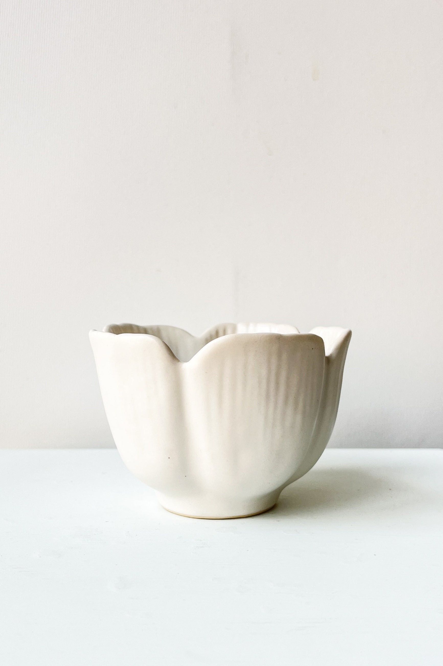 White ceramic bowl with textured surface on a white background ©Sprout Home