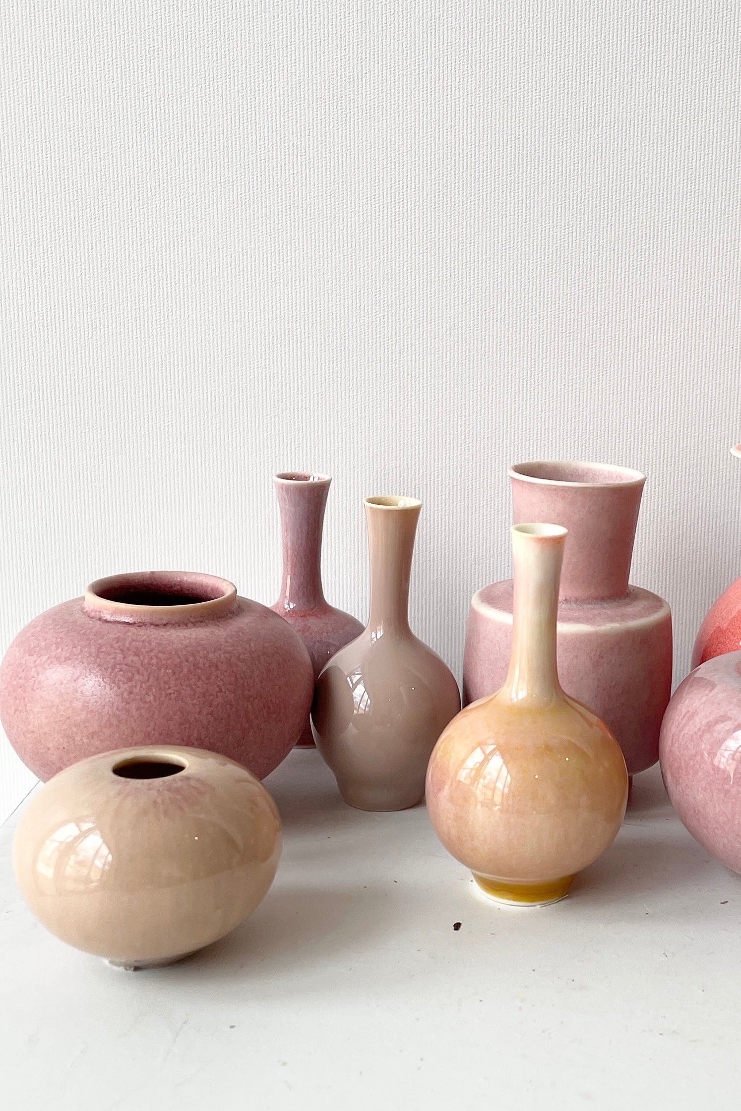 Handmade ceramic vases in pink by Yuta Segawa at Sprout Home. ©Sprout Home