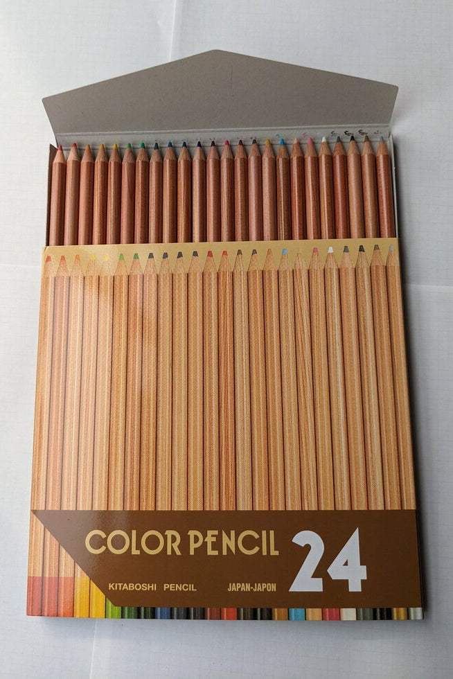 Kita-Boshi Colored Pencil set of 24 in their package showing how the package is opened. ©Sweet Bella