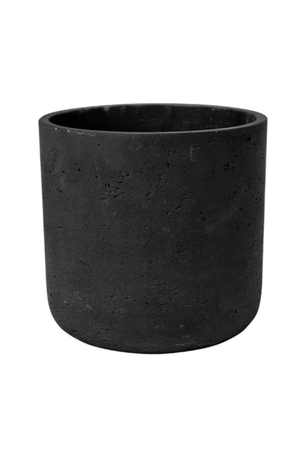 Pottery Pots washed black Charlie Pot against a white background.
