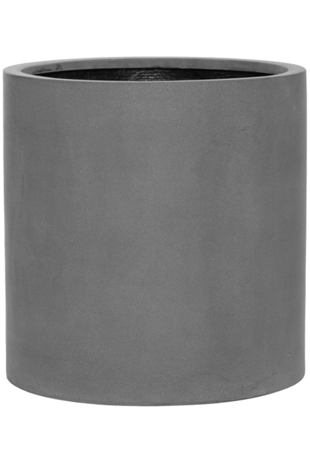 Pottery Pots Grey Max Pot against a white wall empty.