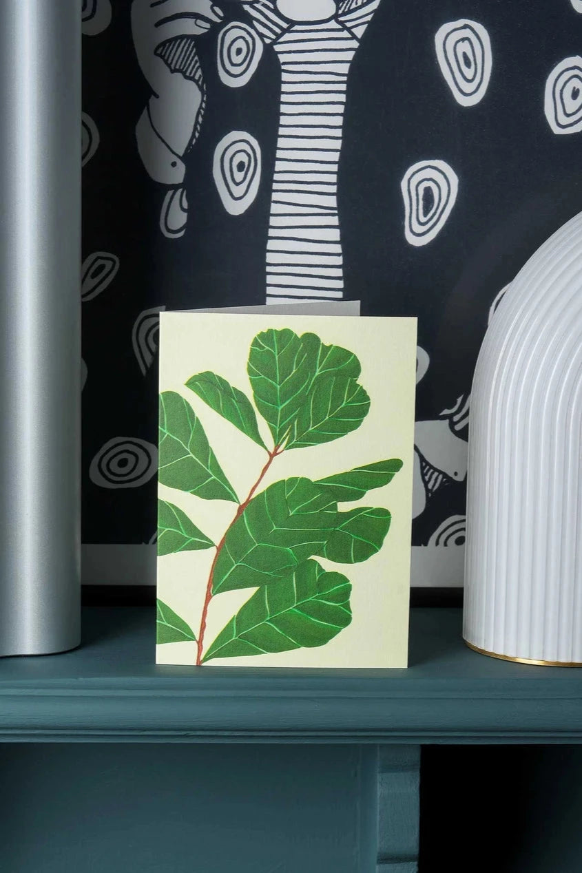 Lyrata greeting card by Stengun Drawings sitting on a ledge upright in a lifestyle shot.