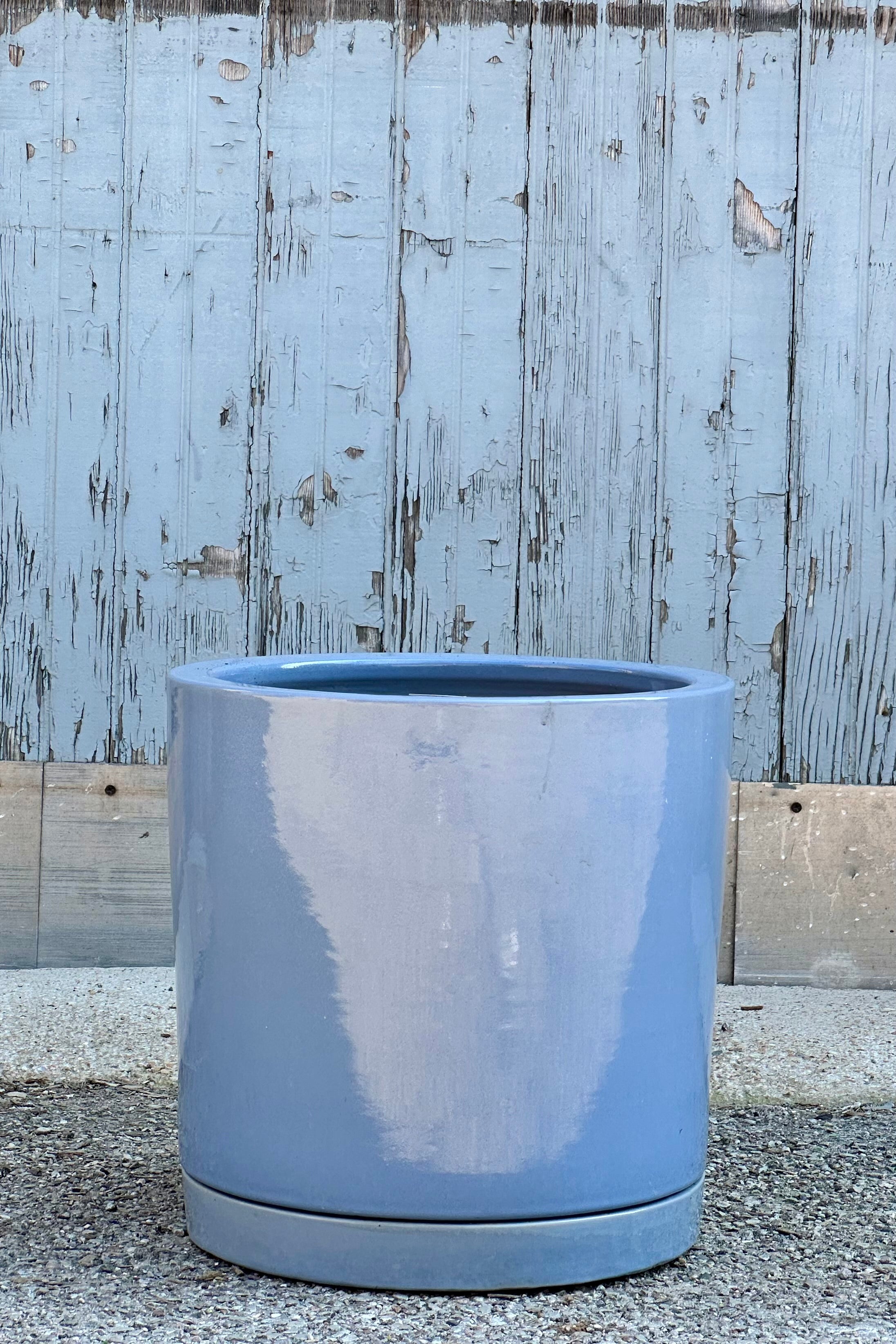 The Steel Cylinder Planter Large looking from the side at Sprout Home.