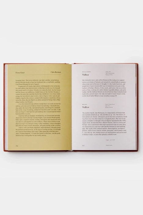 Open Edible Flowers book with text on a white background ©Phaidon