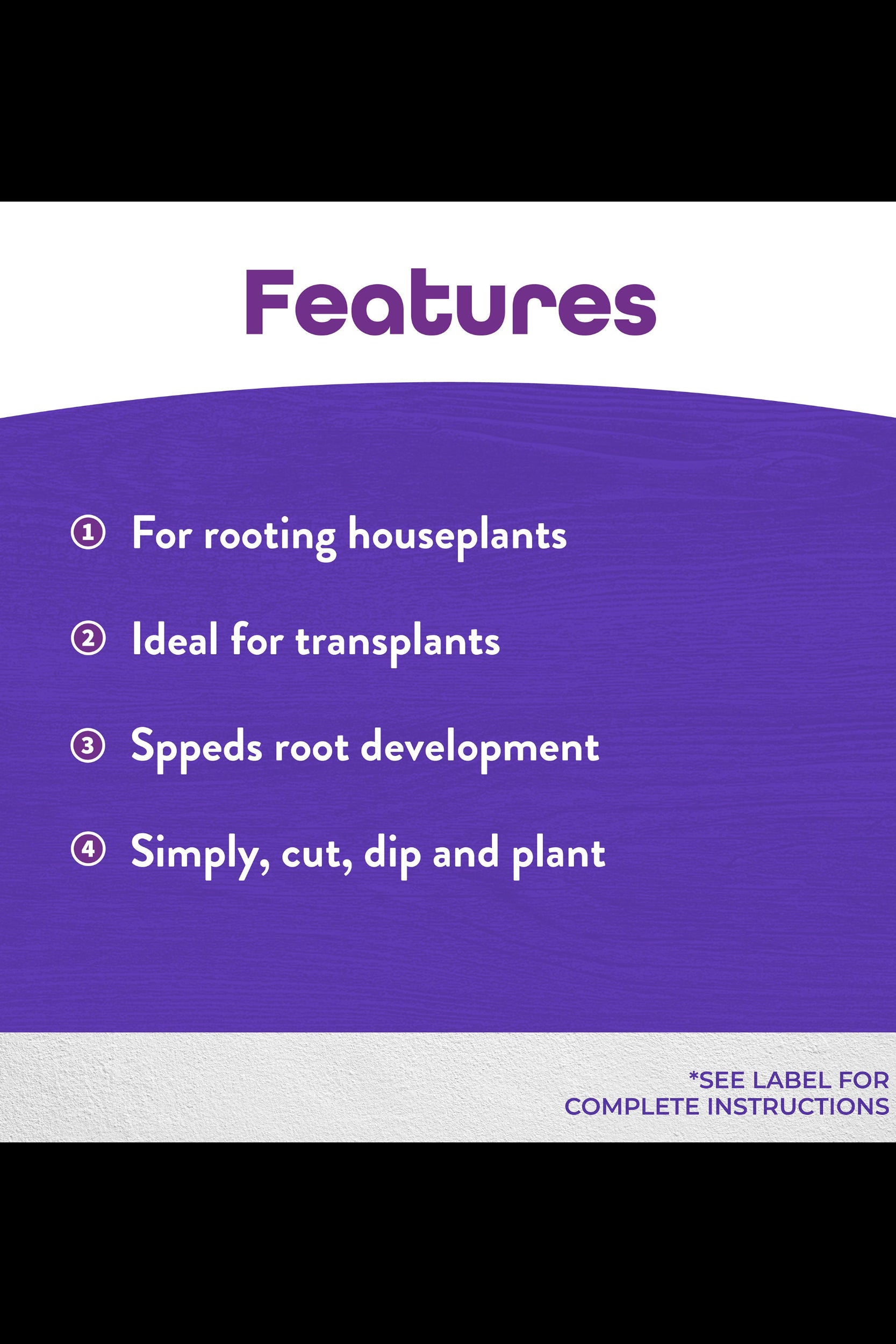 List of features for rooting houseplants on a purple background ©Bonide