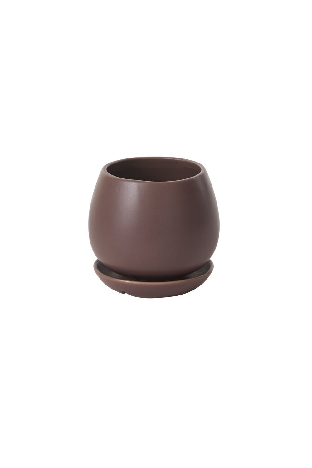 Brown purple ceramic Dalton planter on a white background ©Accent Decor