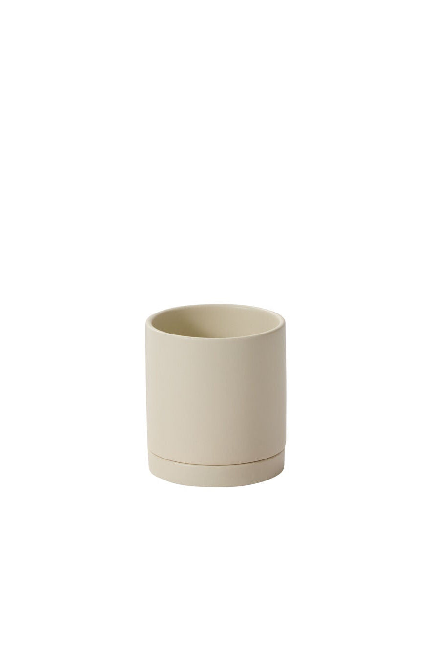 Beige ceramic Romey pot on a white background ©Accent Decor