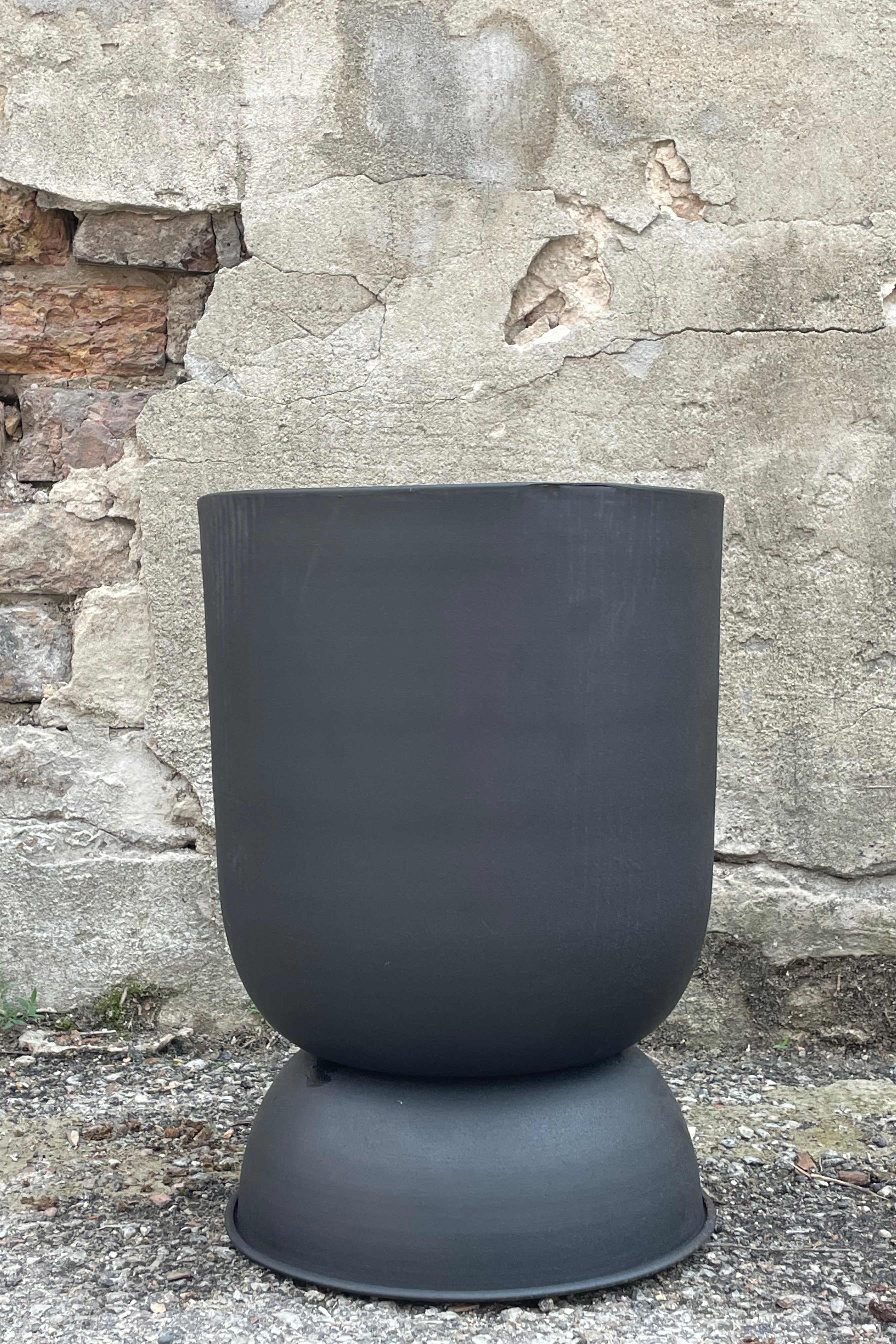 Black Metal Compote Pot 10x14"h