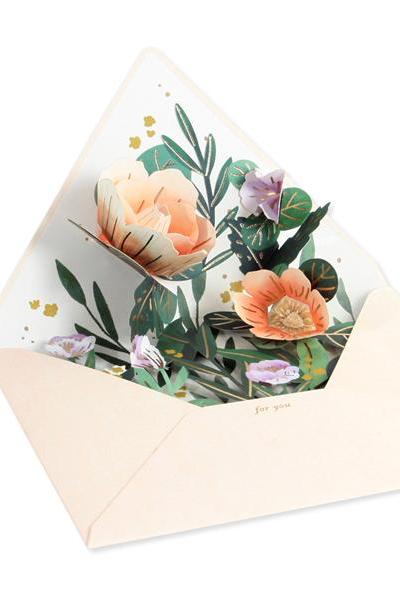 Wildflower pop up envelope open showing the flowers