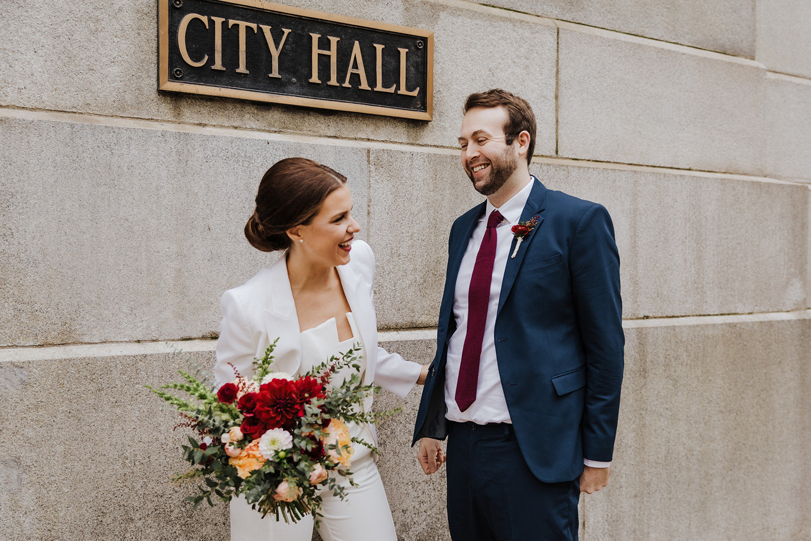 Sprout Home floral bouquet for Amanda & Ryan at Chicago City Hall. Photograph by Lisa Kathan Creative.