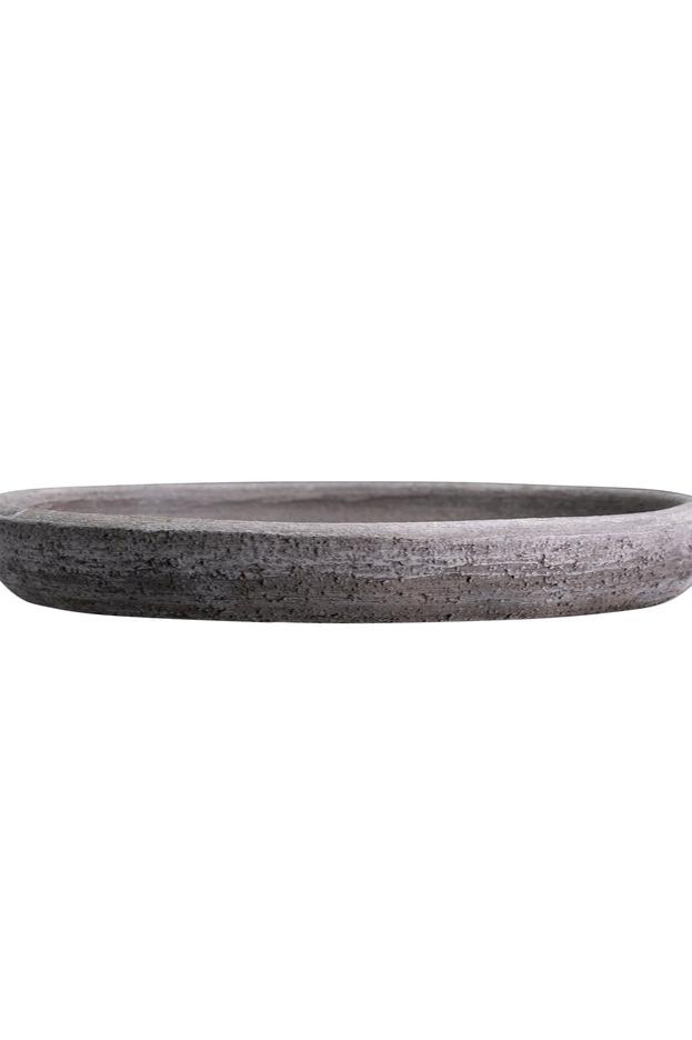 Grey Julie saucer by Bergs Potter alone on a white backdrop