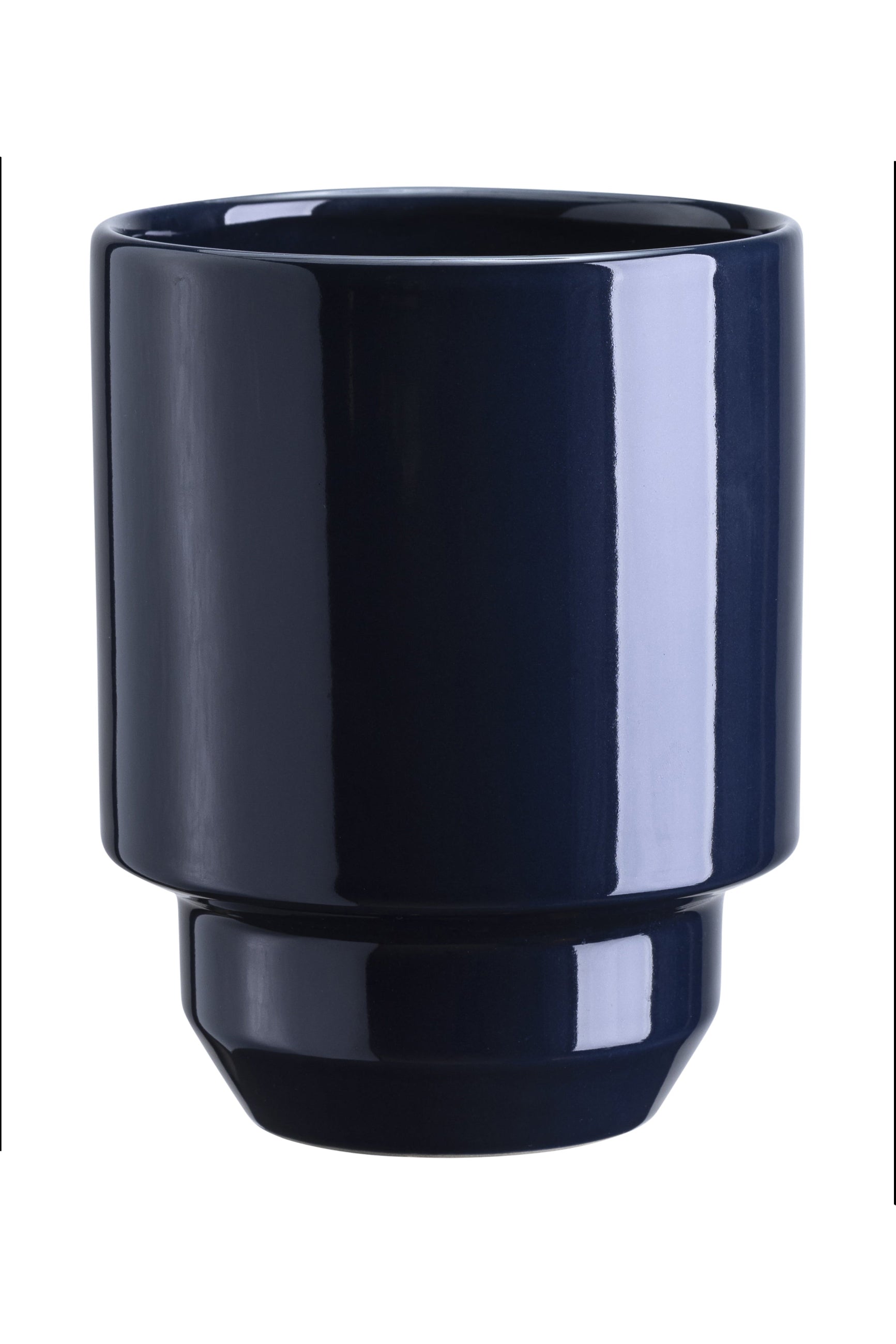 Dark Sapphire blue ceramic Hoff planter Top pot portion on a white background ©Bergs Potter