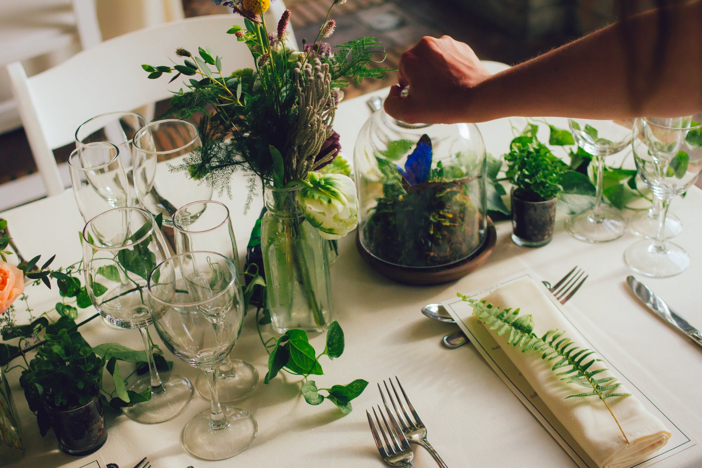 Roberts & Comstock event at the Boathouse. Floral and greenery by Sprout Home. Photo by Gordon Waltho