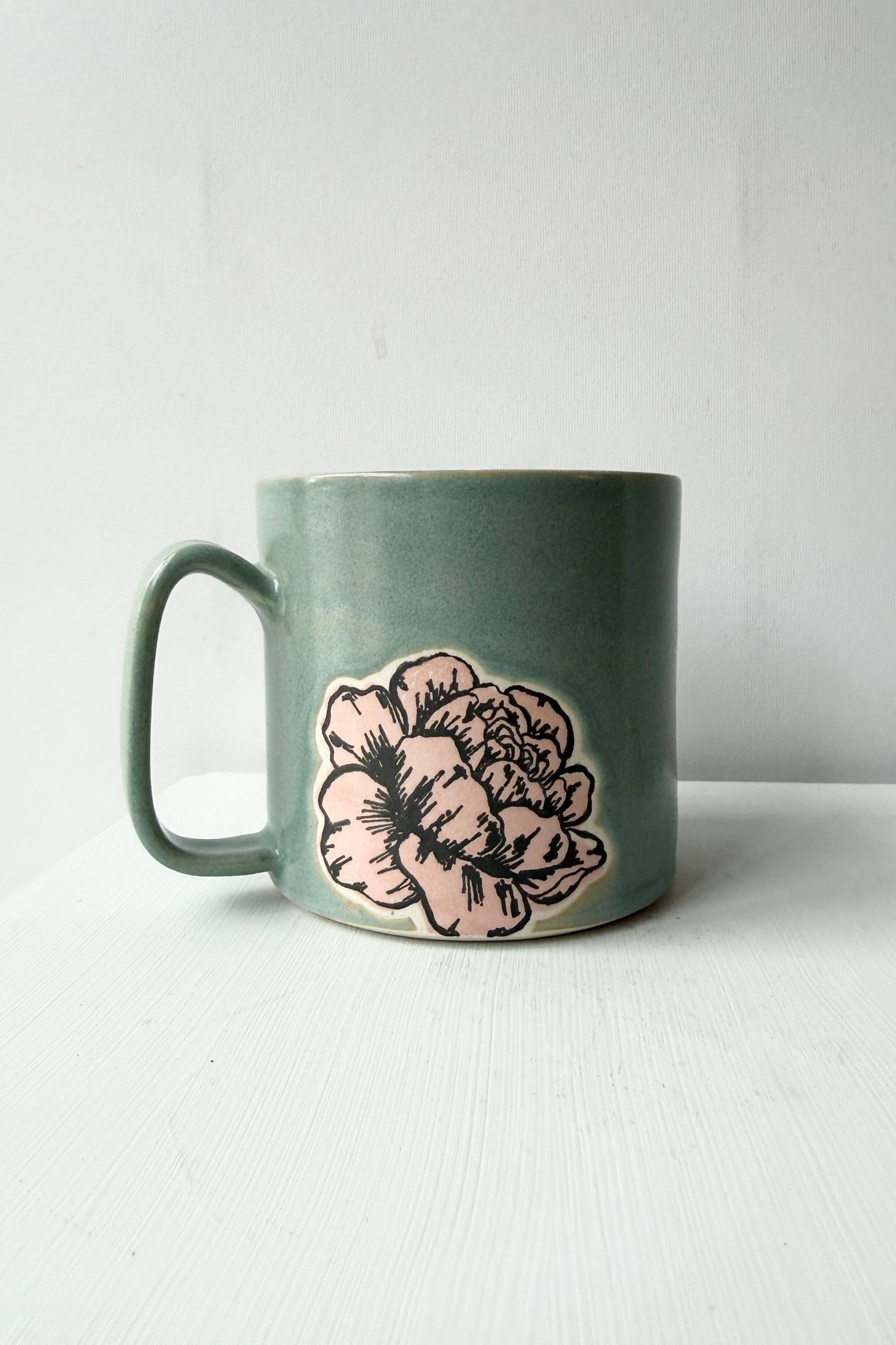 Peony mug with a floral design by City in Bloom Ceramics on a white background ©Sprout Home