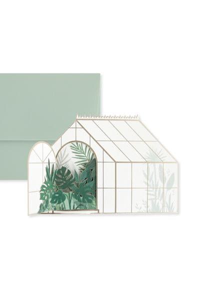 The Greenery pop up card with the door open showing the greenery