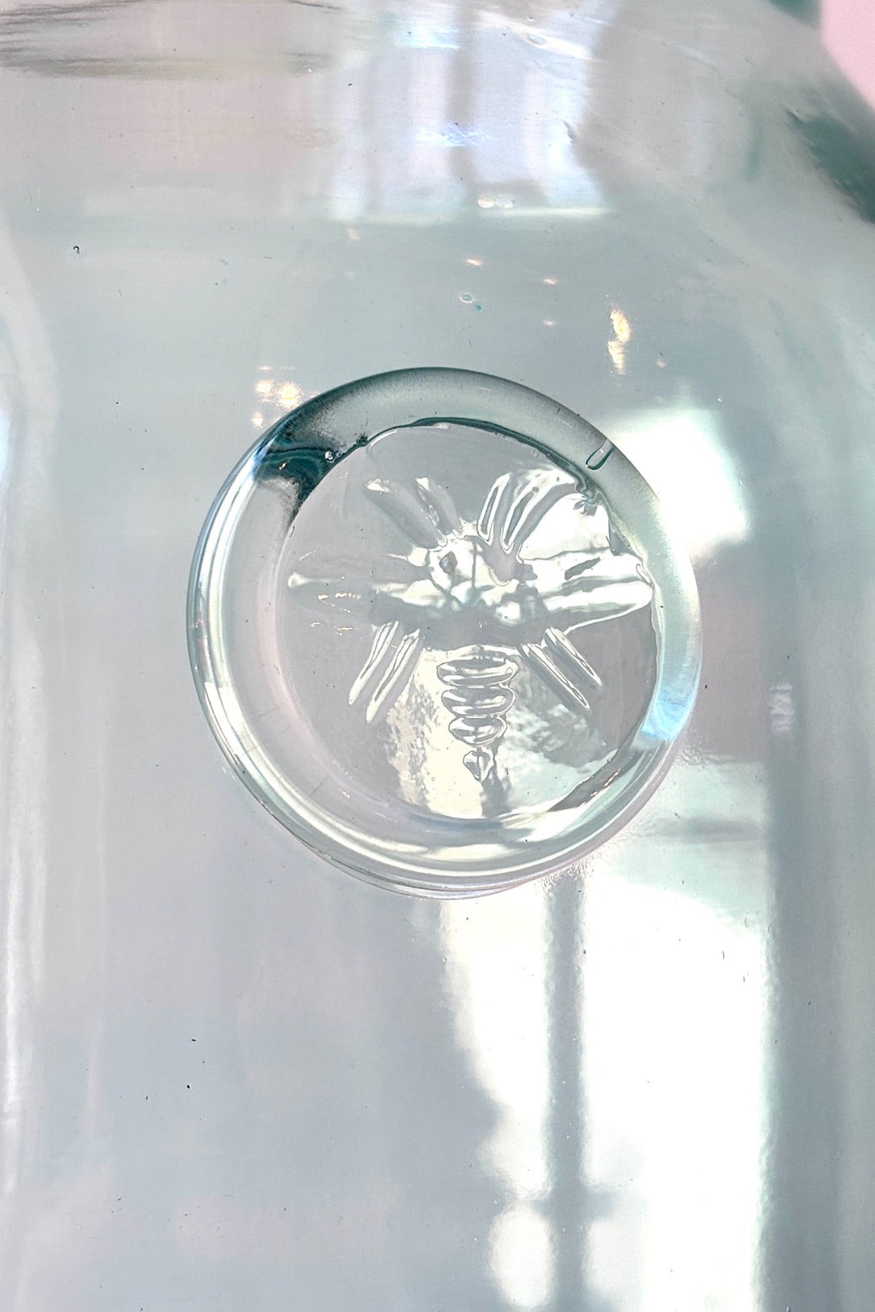 Close up of Bee Stamp on French Bee Mason Jar Clear ©Sprout Home