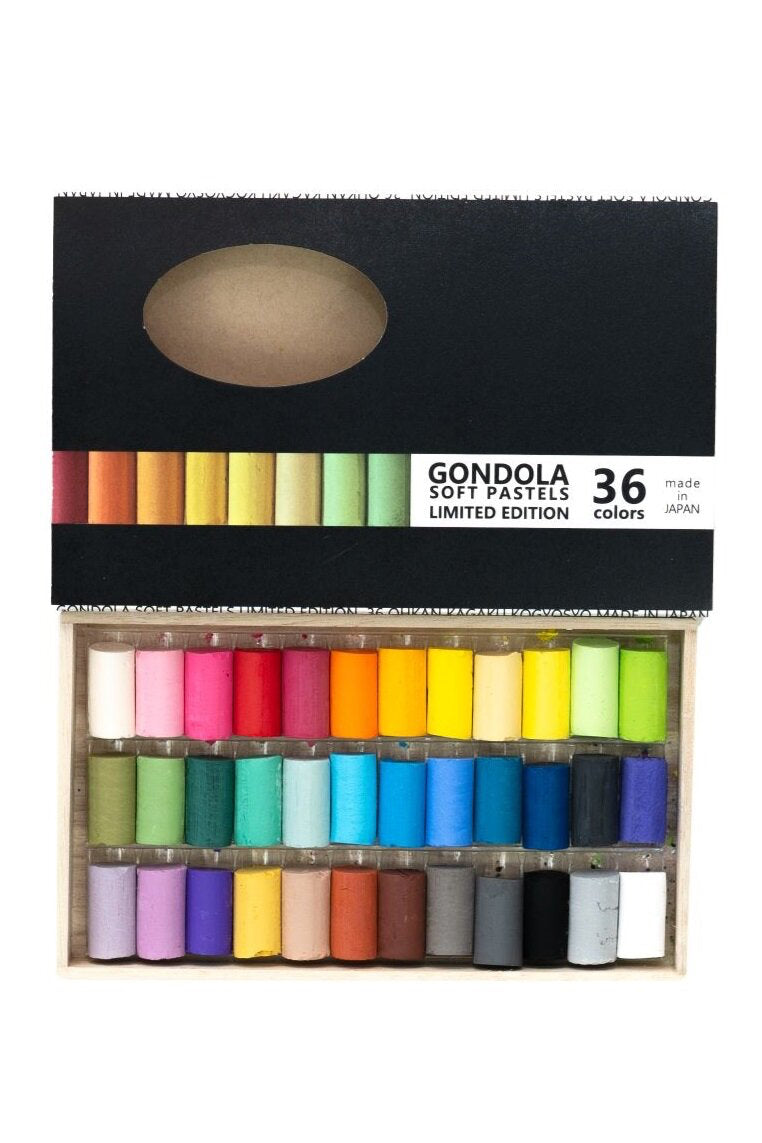 Set of Gondola soft pastels with a black box displaying '36 colors' on a white background. ©Sweet Bella