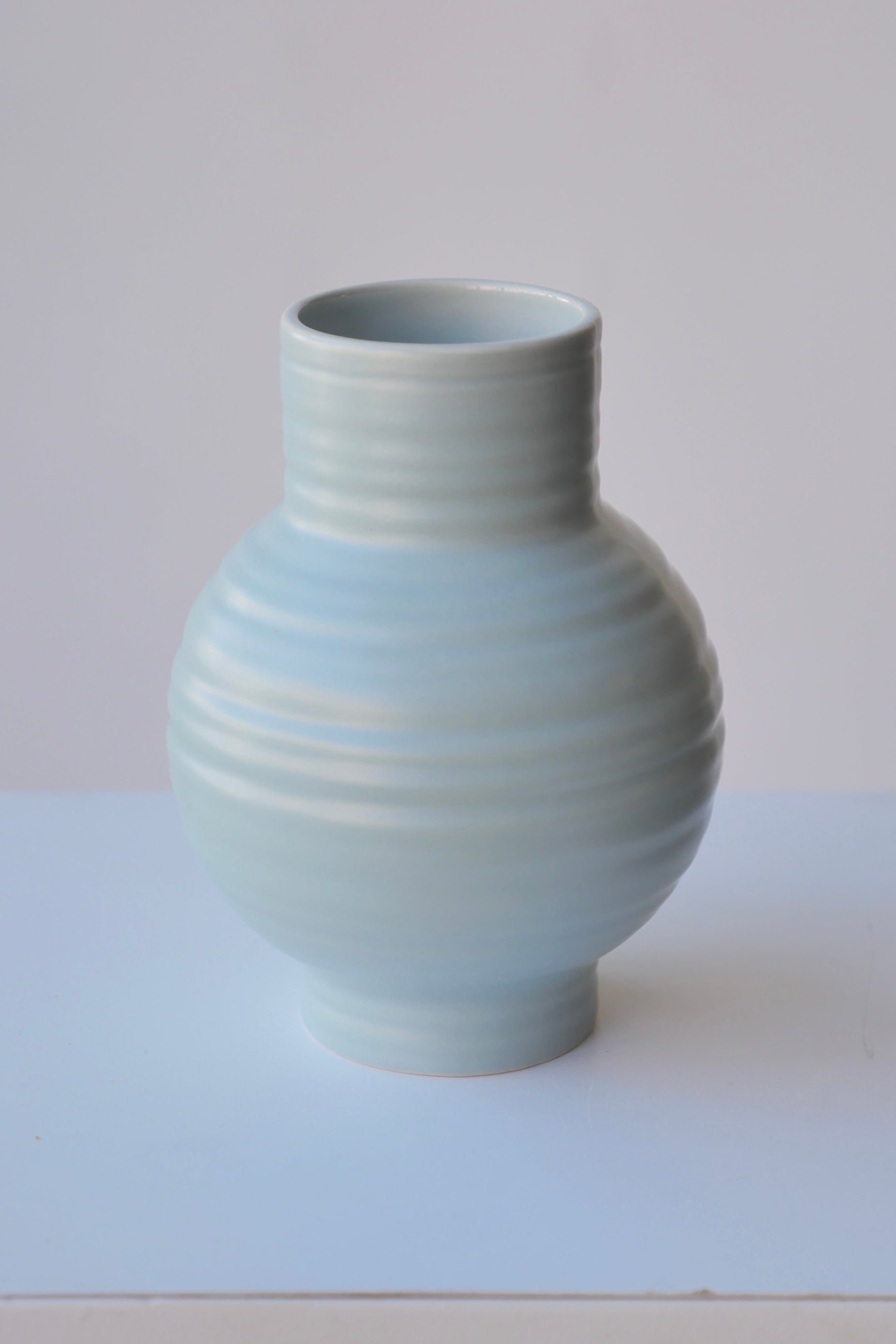 Essential Sky ceramic vase by Hawkins viewed from top side. ©Sprout Home