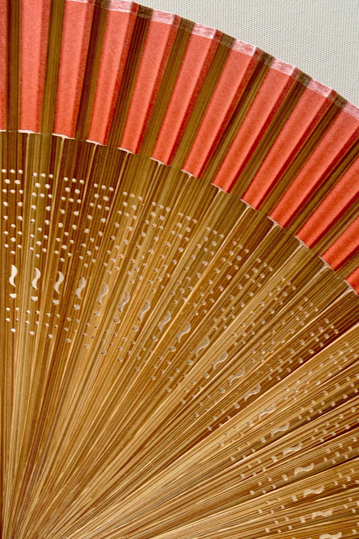 Silk Folding Fan Harvest Brown w/ Brown Bamboo detail ©Sprout Home