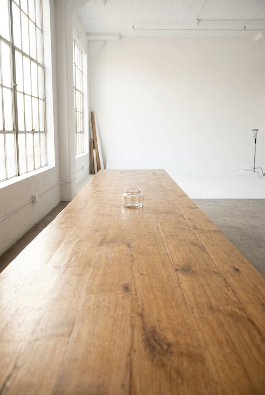 15 oz Libby jar on a large wood table ©sprout Home