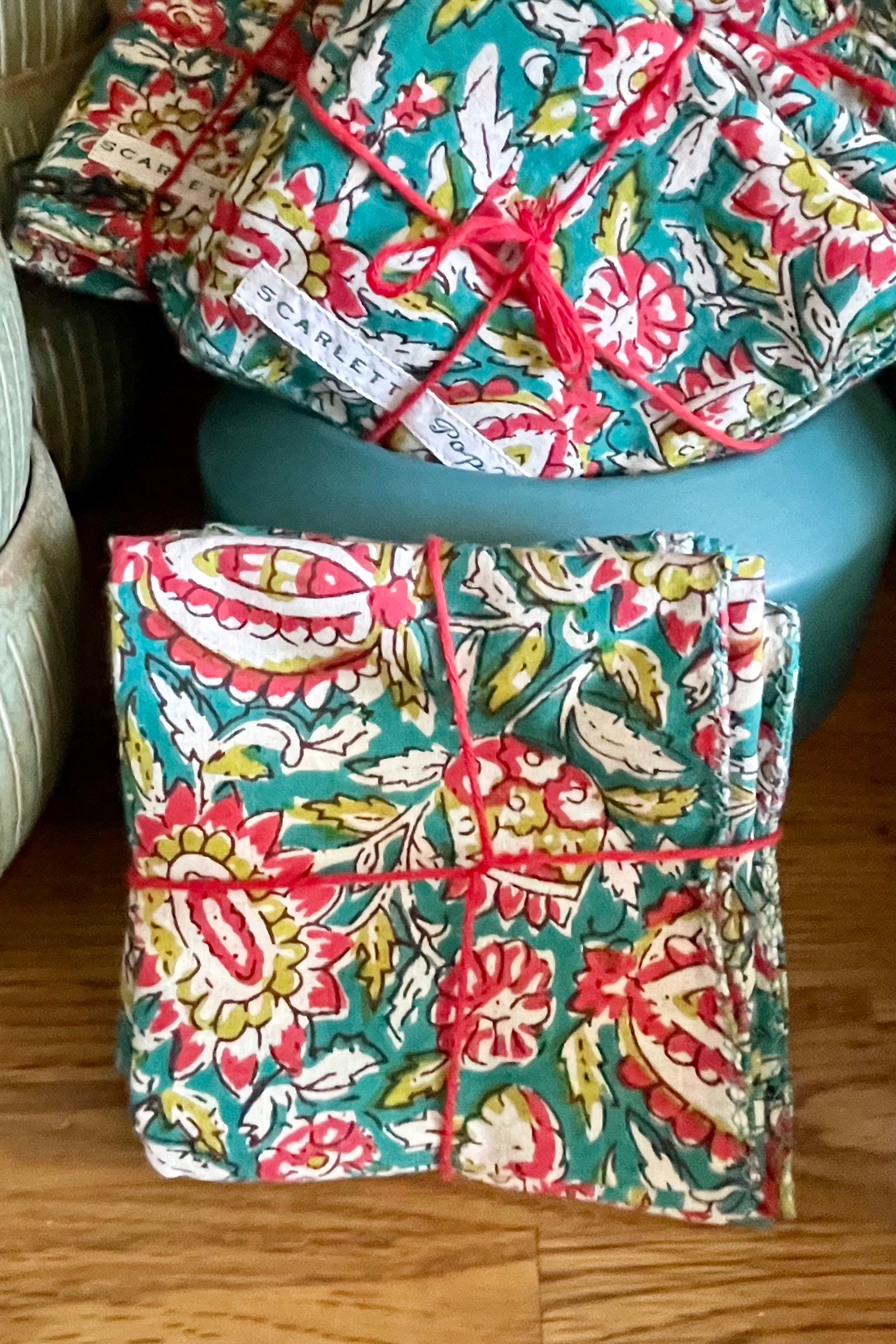 Granado cotton napkins set of four standing up on its side folded.