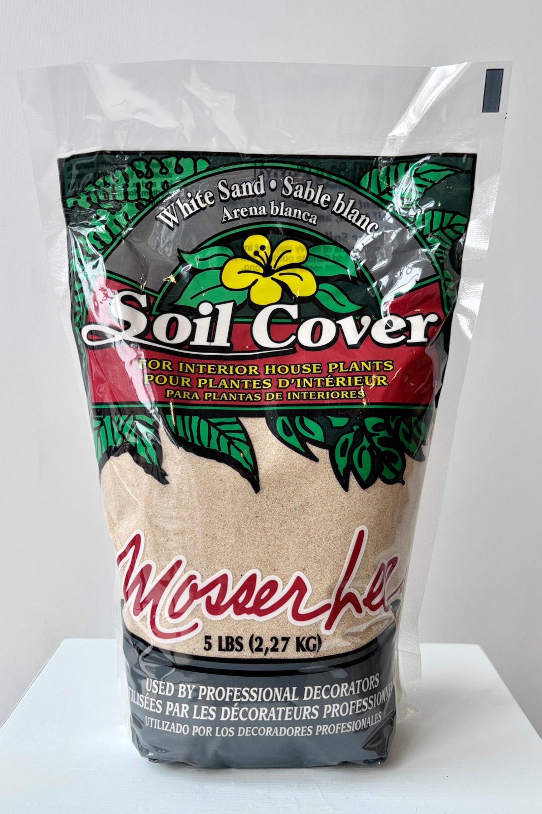 Front of 5lb bag of Mosser Lee white sand against a white background ©Sprout Home