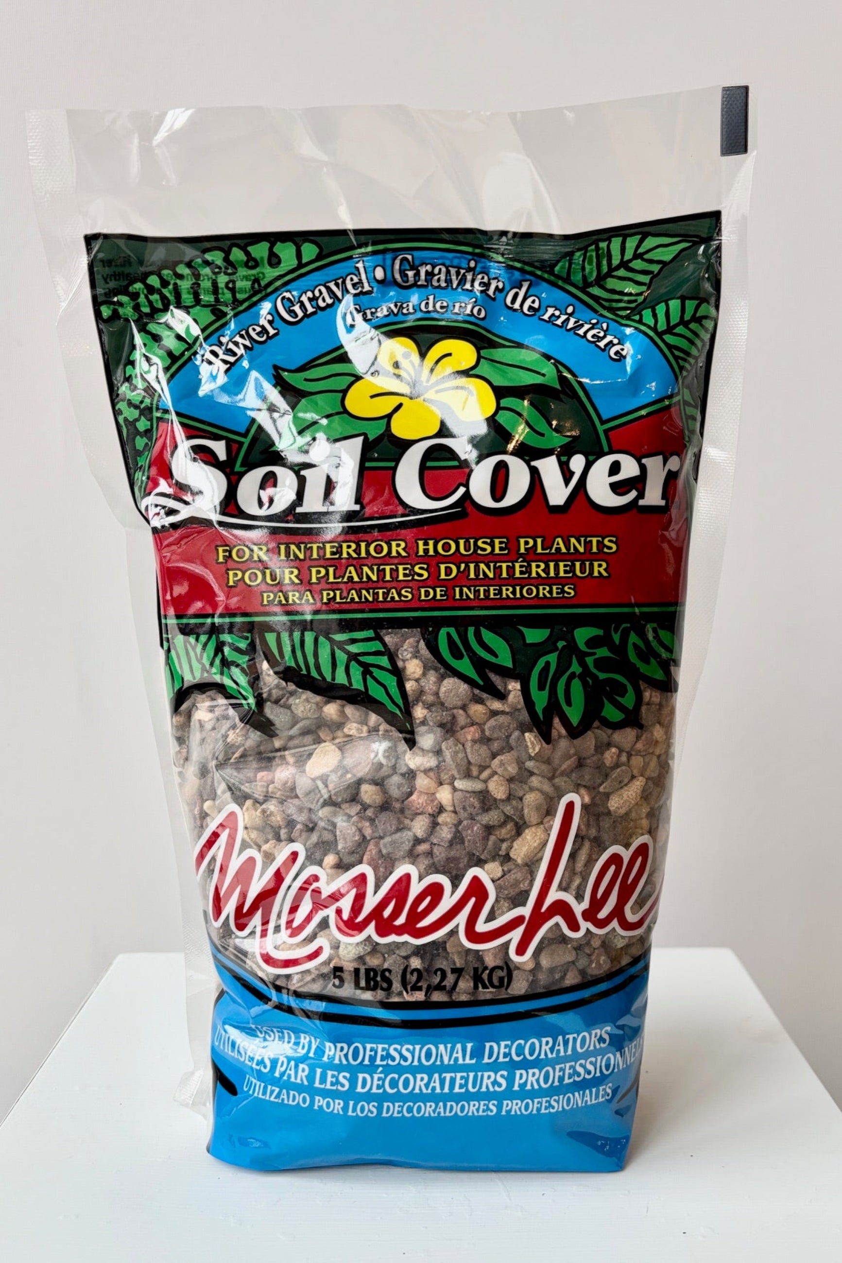 Front of 5lb bag of Mosser Lee River Gravel against a white background ©Sprout Home
