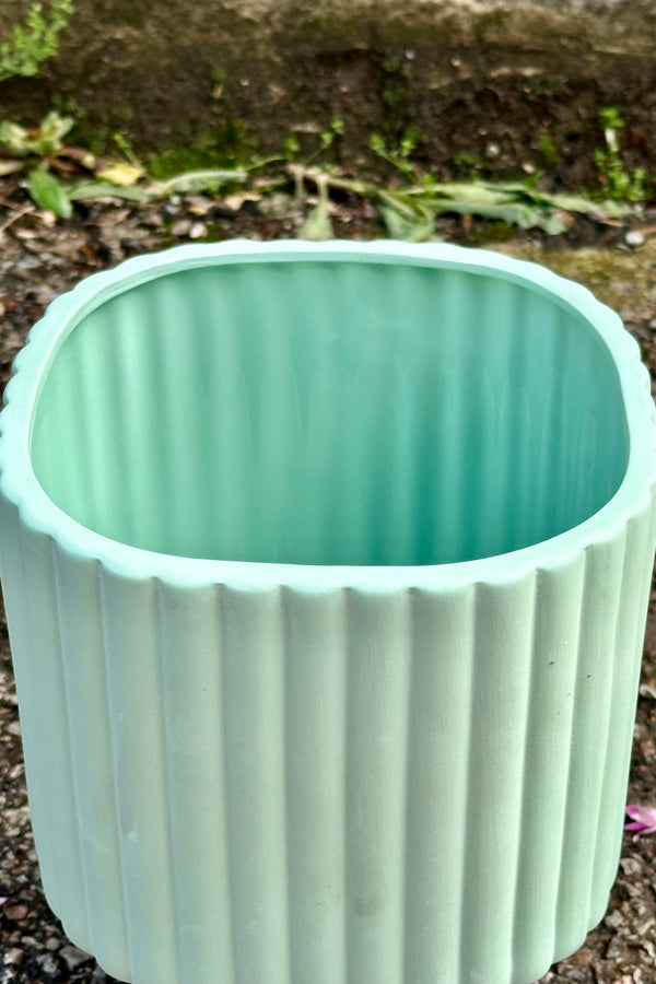 The Modular Stack Planter in mint being shown from the topside in.