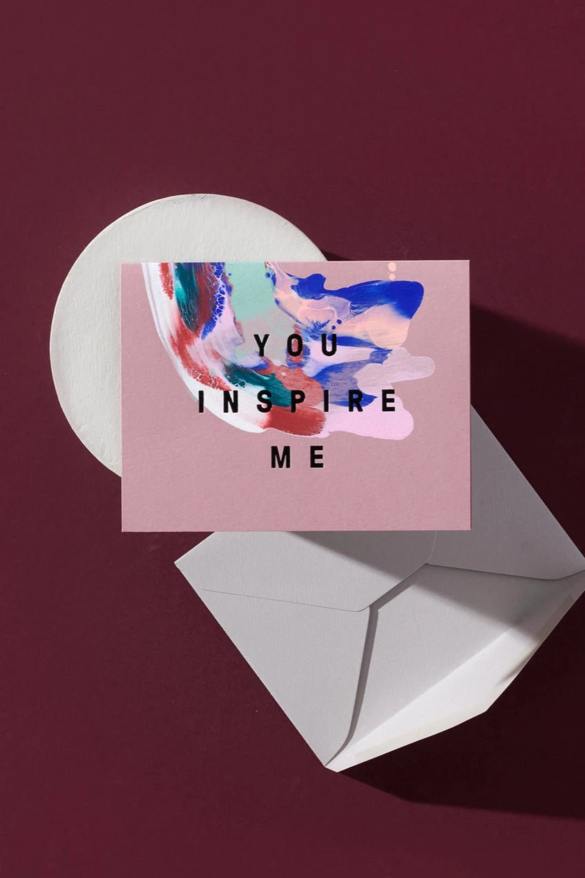 You Inspire me card by Moglea on a burgundy background.