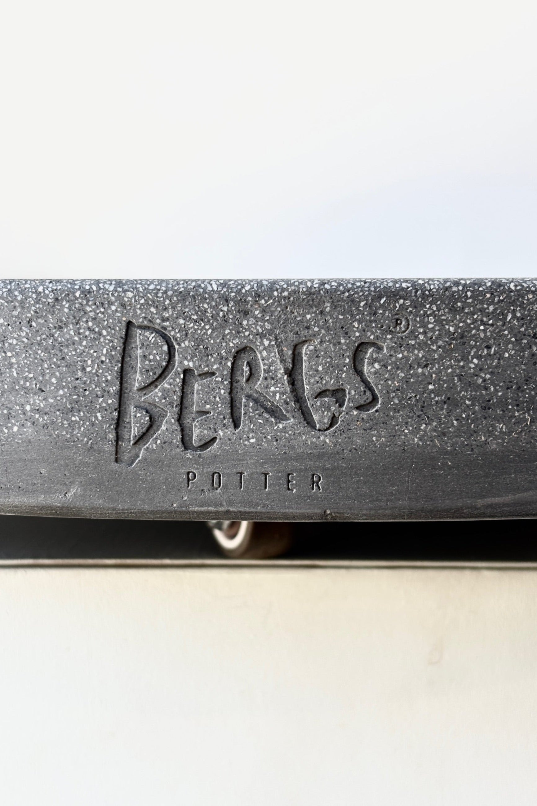 Heavy duty terrazo plant trolley with Bergs Potter logo against a white background ©Sprout Home