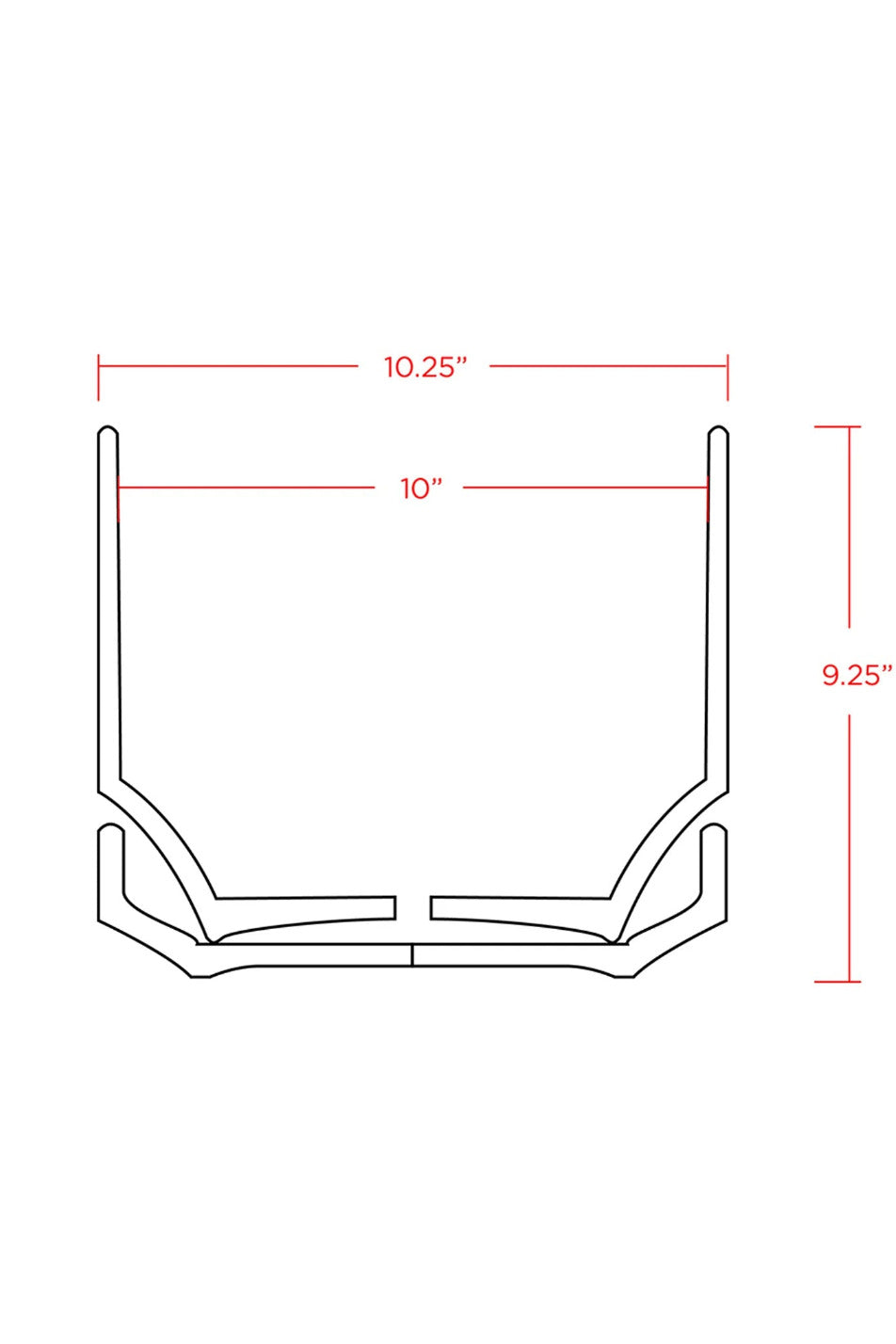 Technical drawing of a 10" Round Two planter with dimensions labeled ©Revival Ceramics