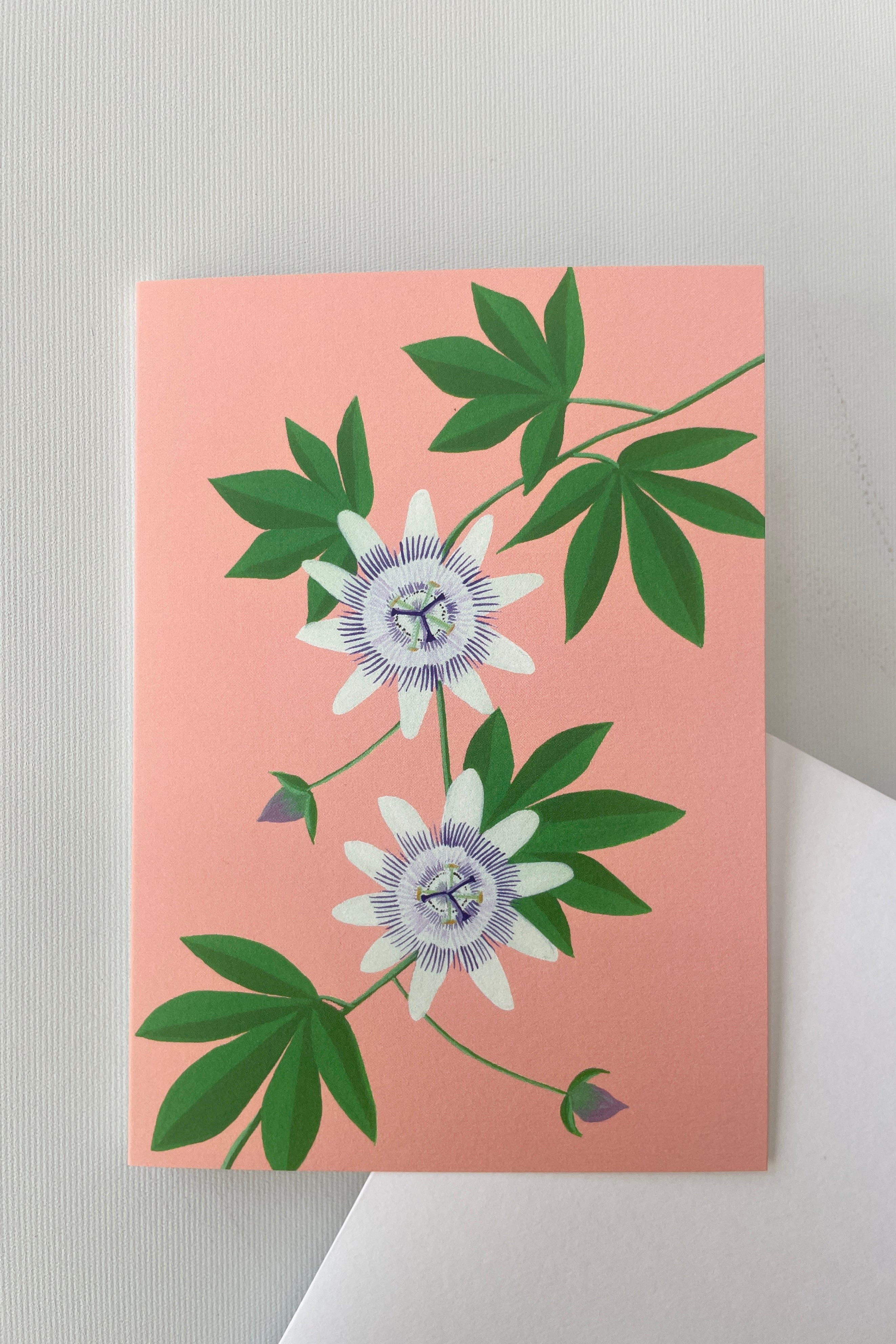 Stengun passion Flower Greeting card with the envelope inside at Sprout Home.