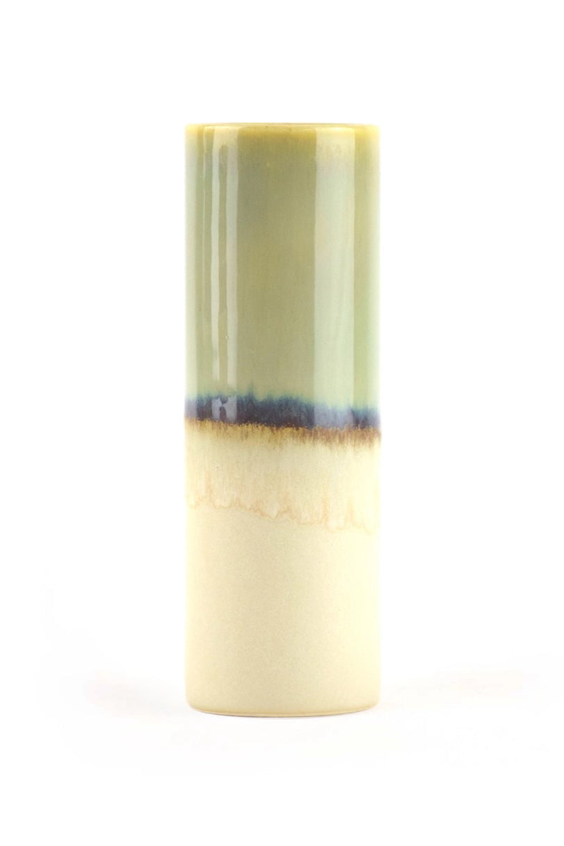 Cylindrical ceramic Cylinder Vase DG01 Large vase with two-tone design on a white background ©SGW Lab