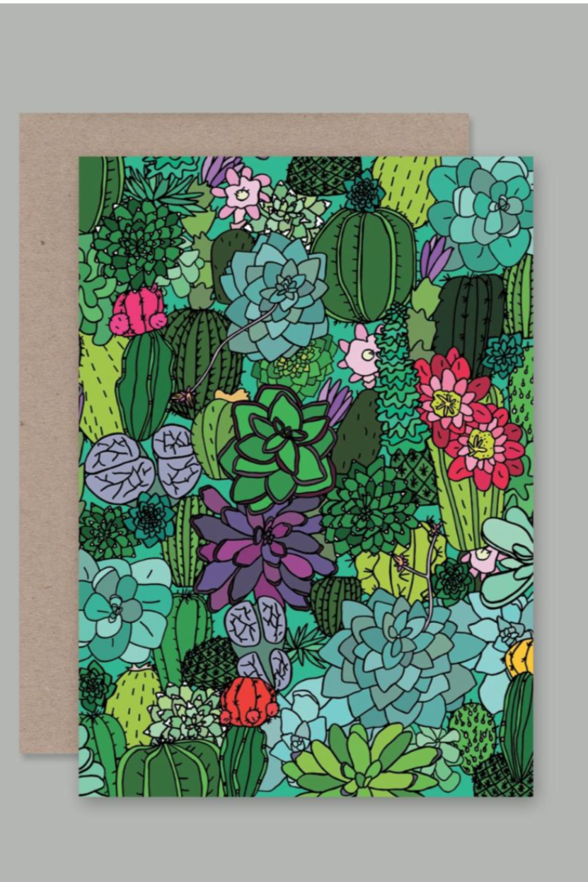 The Succulent card by AHD featuring a graphic display of a group of succulents.
