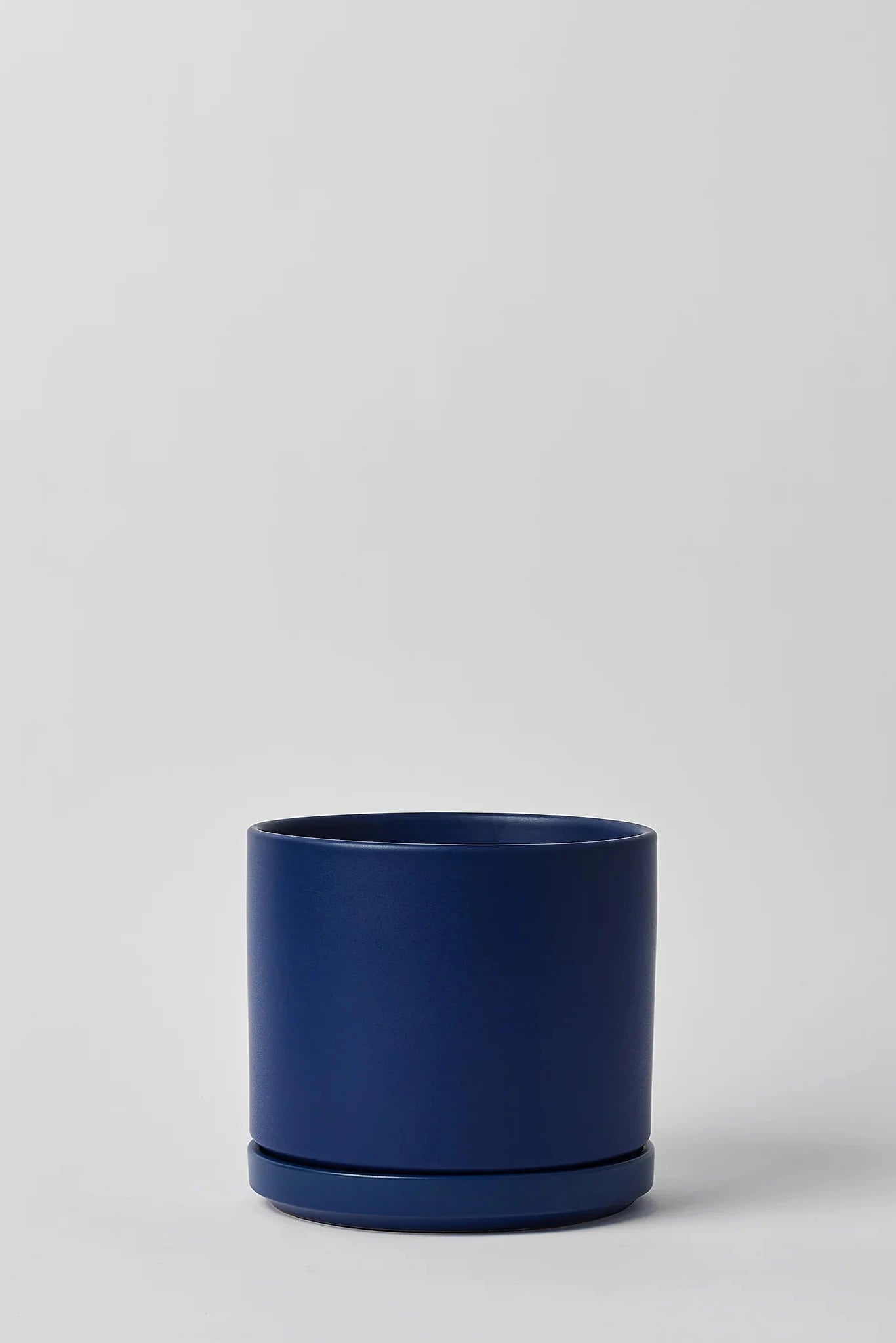 LBE Design Blue Solid Goods Cylinder pot and saucer, empty