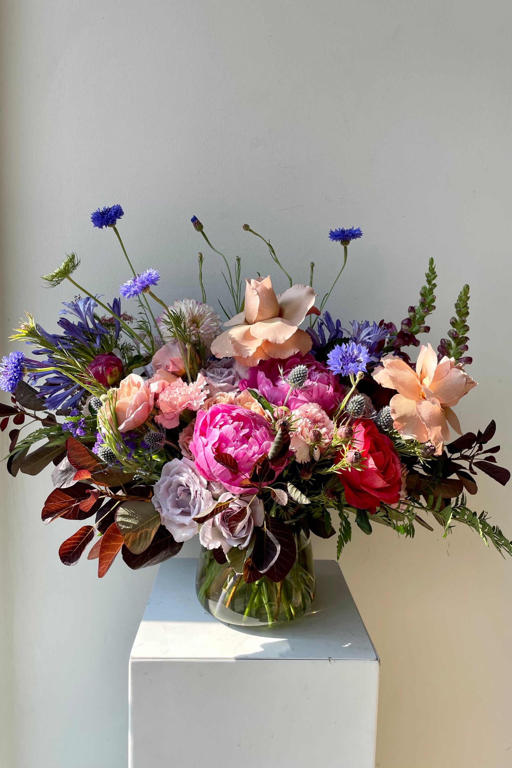 Sprout Home storm palette featuring fuchsia peony and burgundy foliage. ©Sprout Home #size_$200
