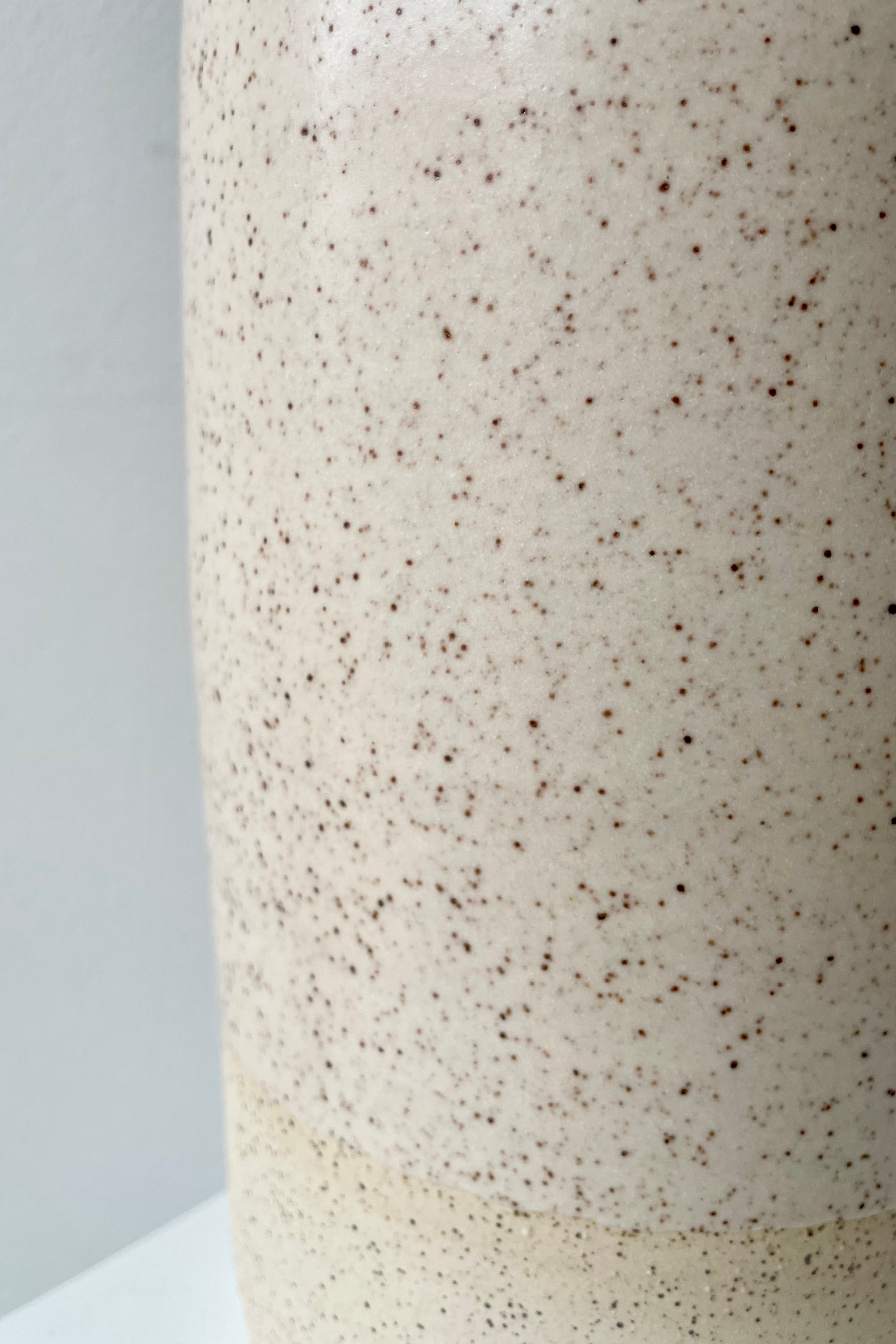 Detail of the Cream Speckle finish on a Jacqueline vase.