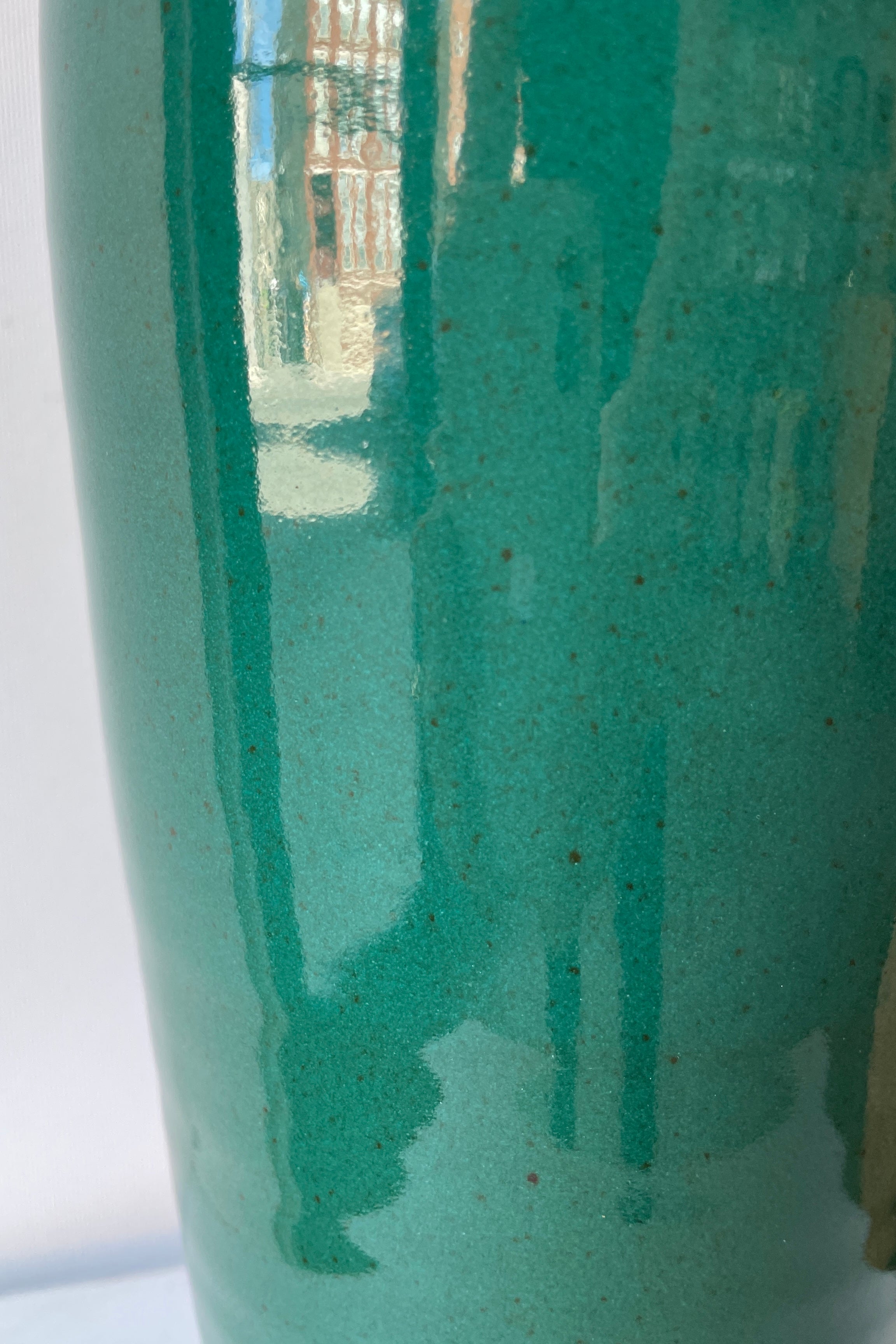 A detail of the Jade green glaze medium
