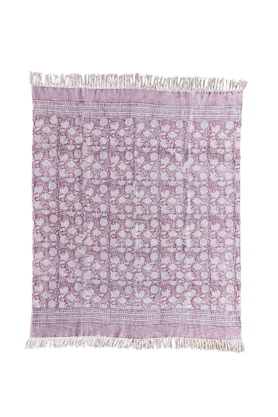Floral patterned throw blanket with fringes on a white background ©Blue Ocean Traders