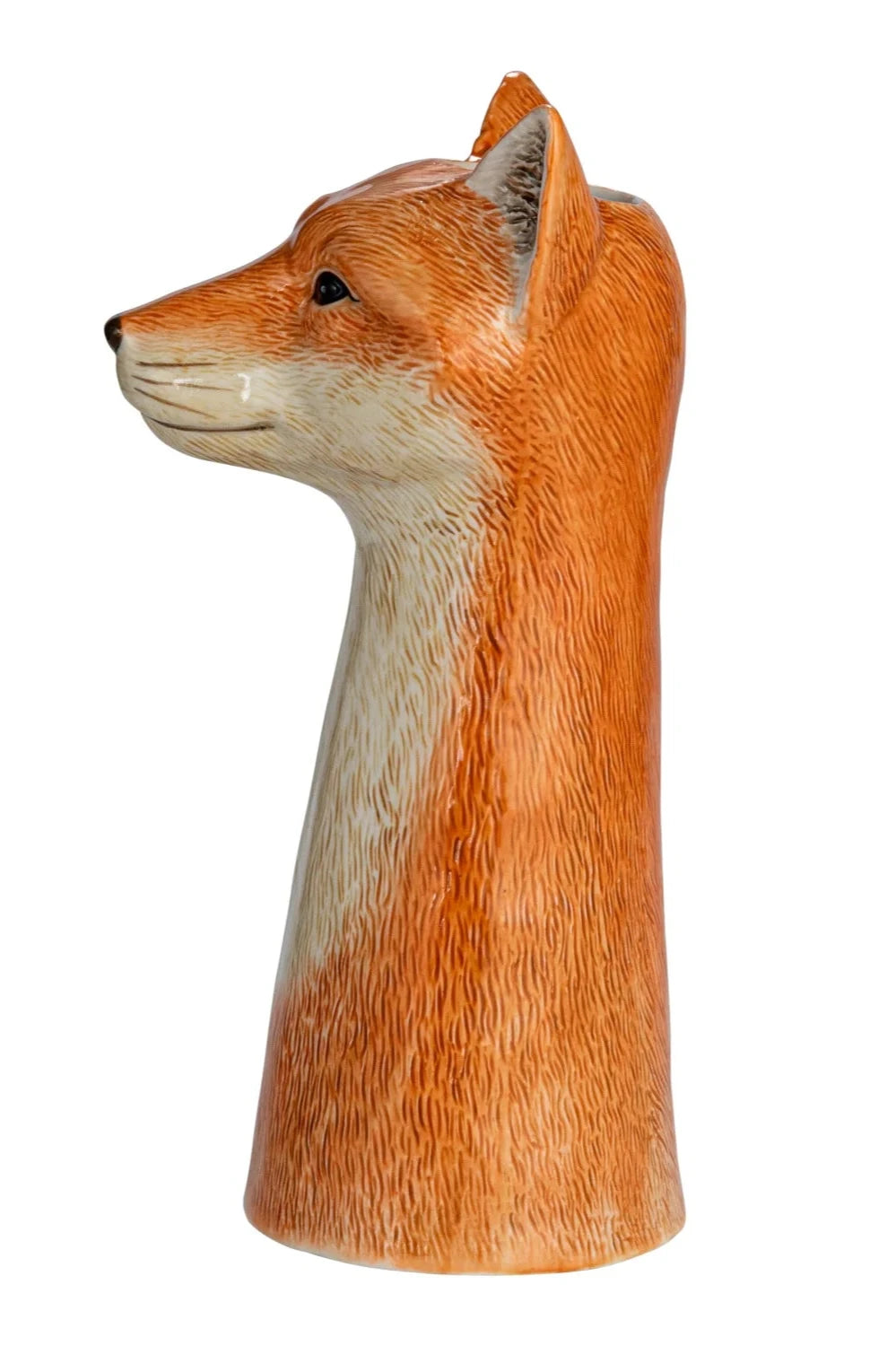 The fox vase from the side and on a white background.