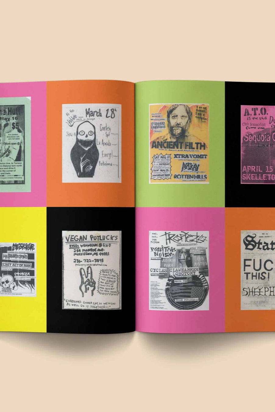 Heartbeat Magazine: Music, Sound, Emotion Open book with colorful pages featuring black and white images and text. ©Broccoli