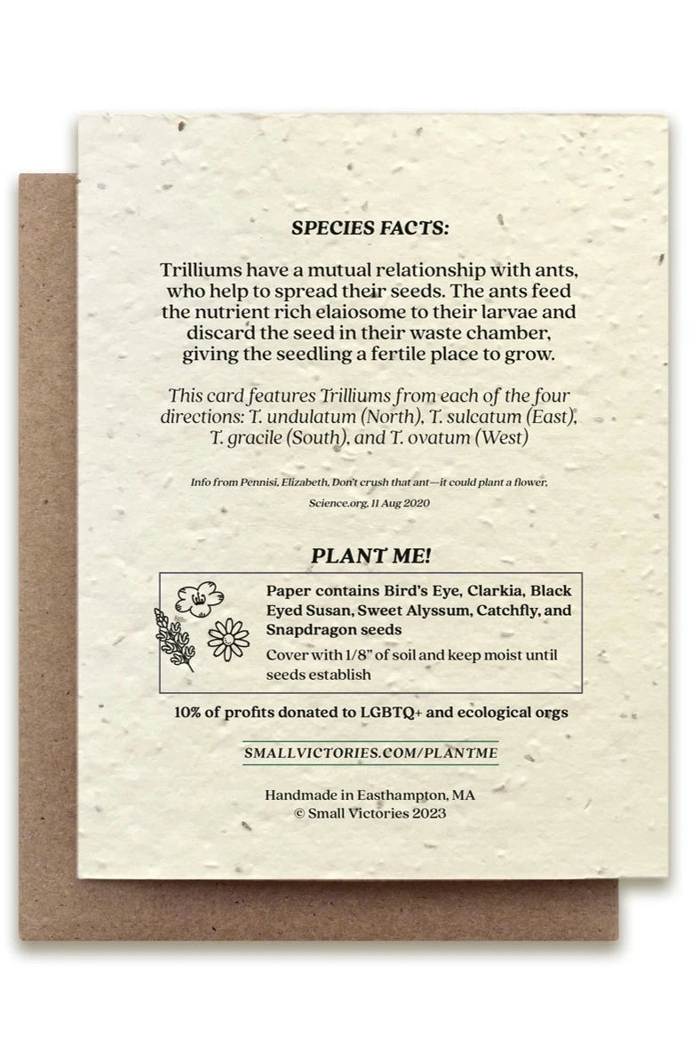 Trillium Compass seeded card showing the back with the ingredients.