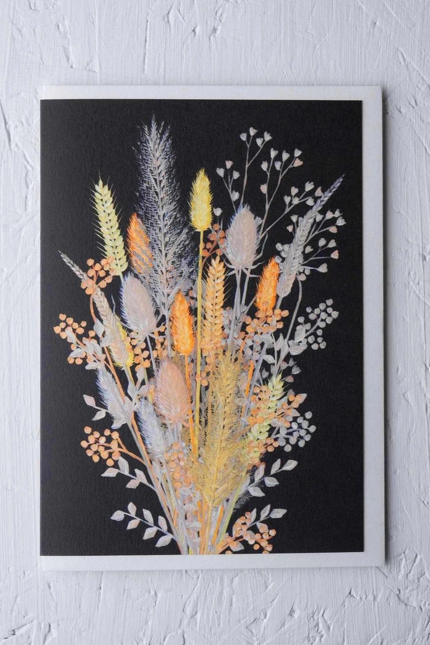 Dried Stems card by Stengun Drawings against white so that the dried stems on the card stand out.