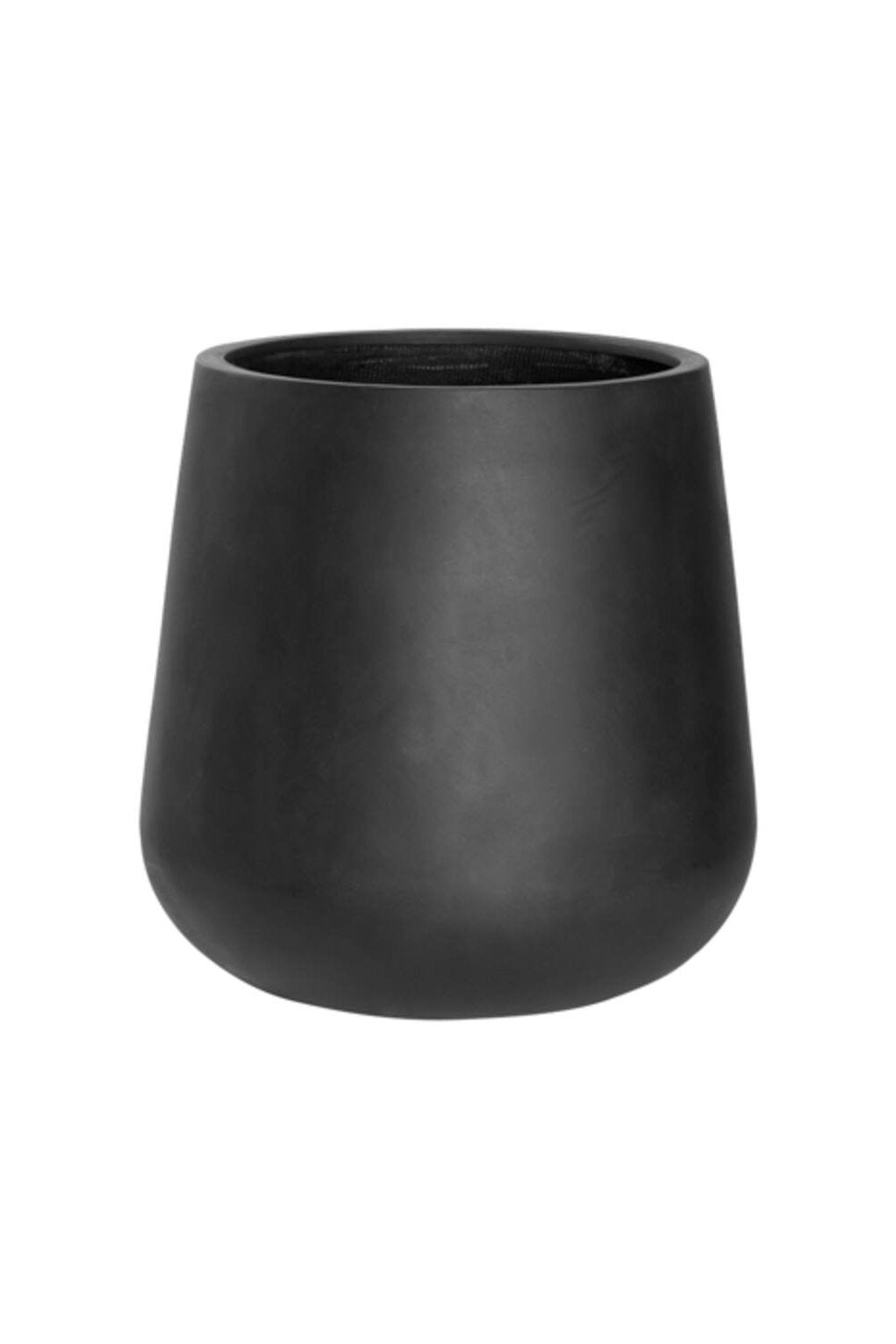 Pax Pot Fiberstone Black by Pottery Pots against a white background.